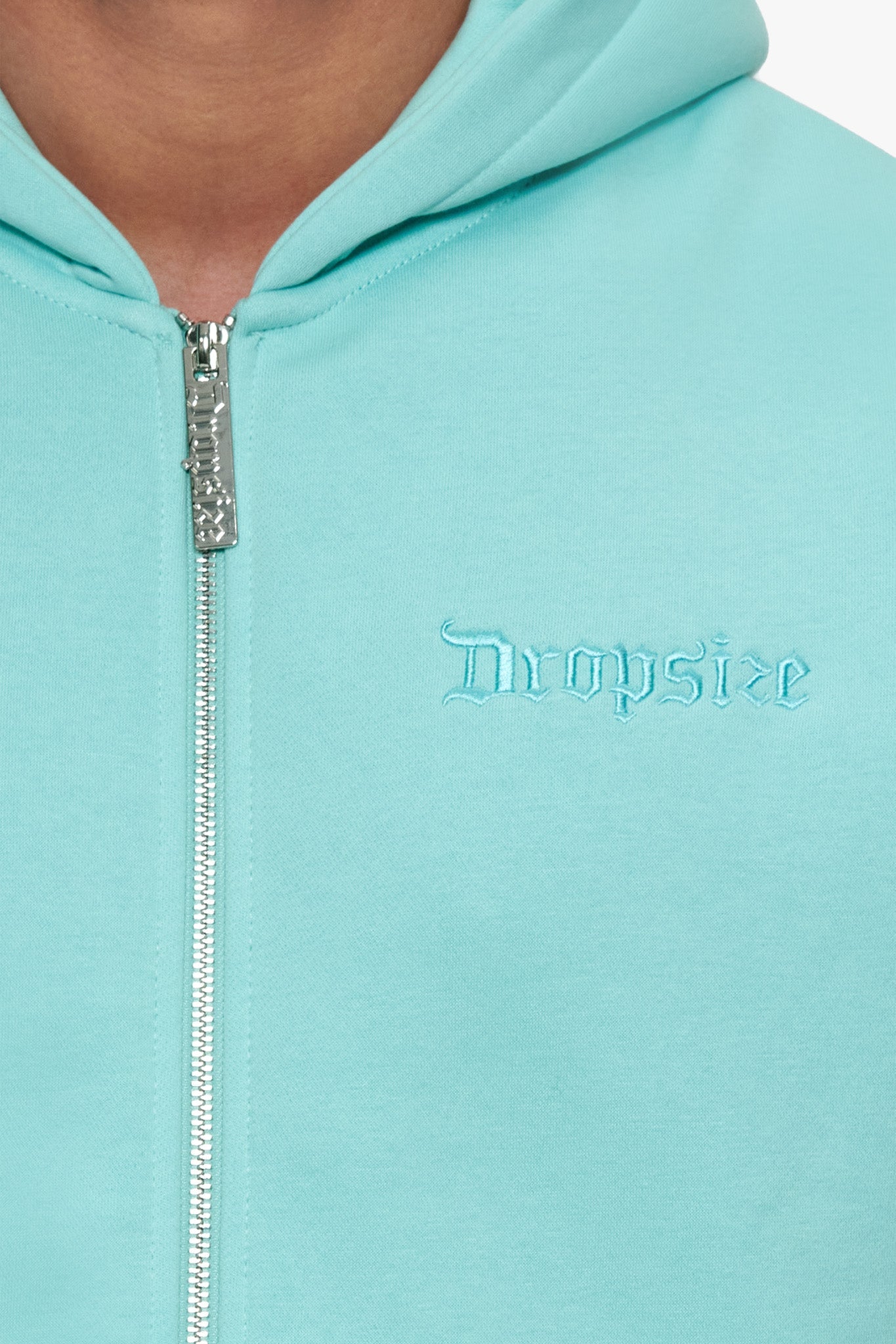 SUPER HEAVY OVERISZE BLANK ZIP HOODIE TURQUOISE