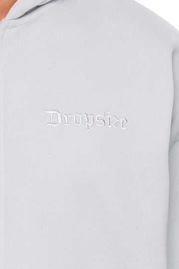 HEAVY OVERSIZE EMBO ZIP HOODIE VAPOR BLUE