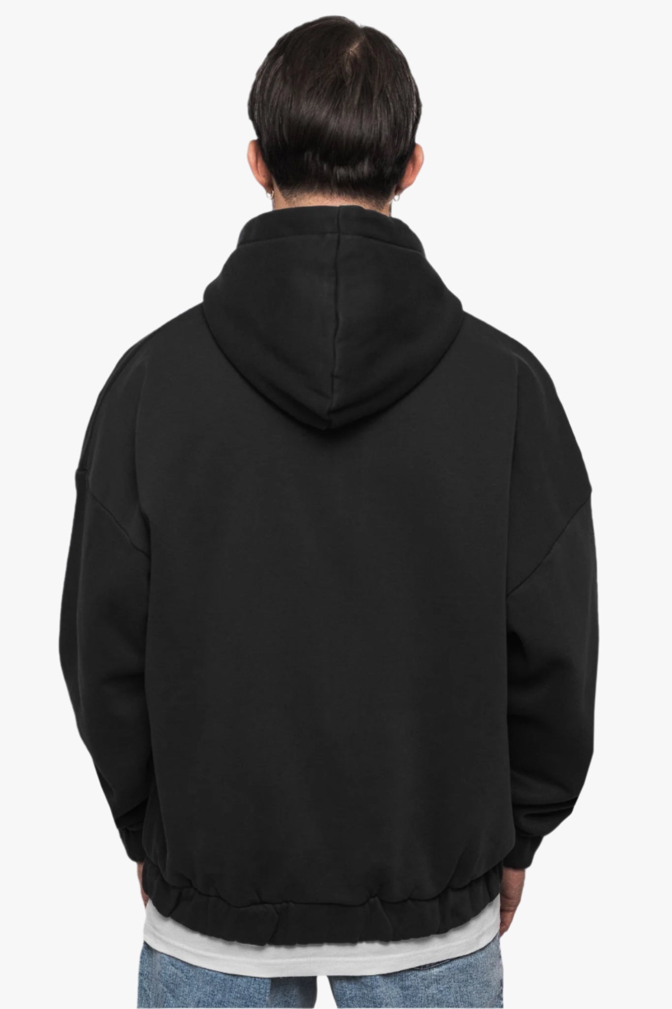 SUPER HEAVY OVERSIZE BLANK ZIP HOODIE WASHED BLACK