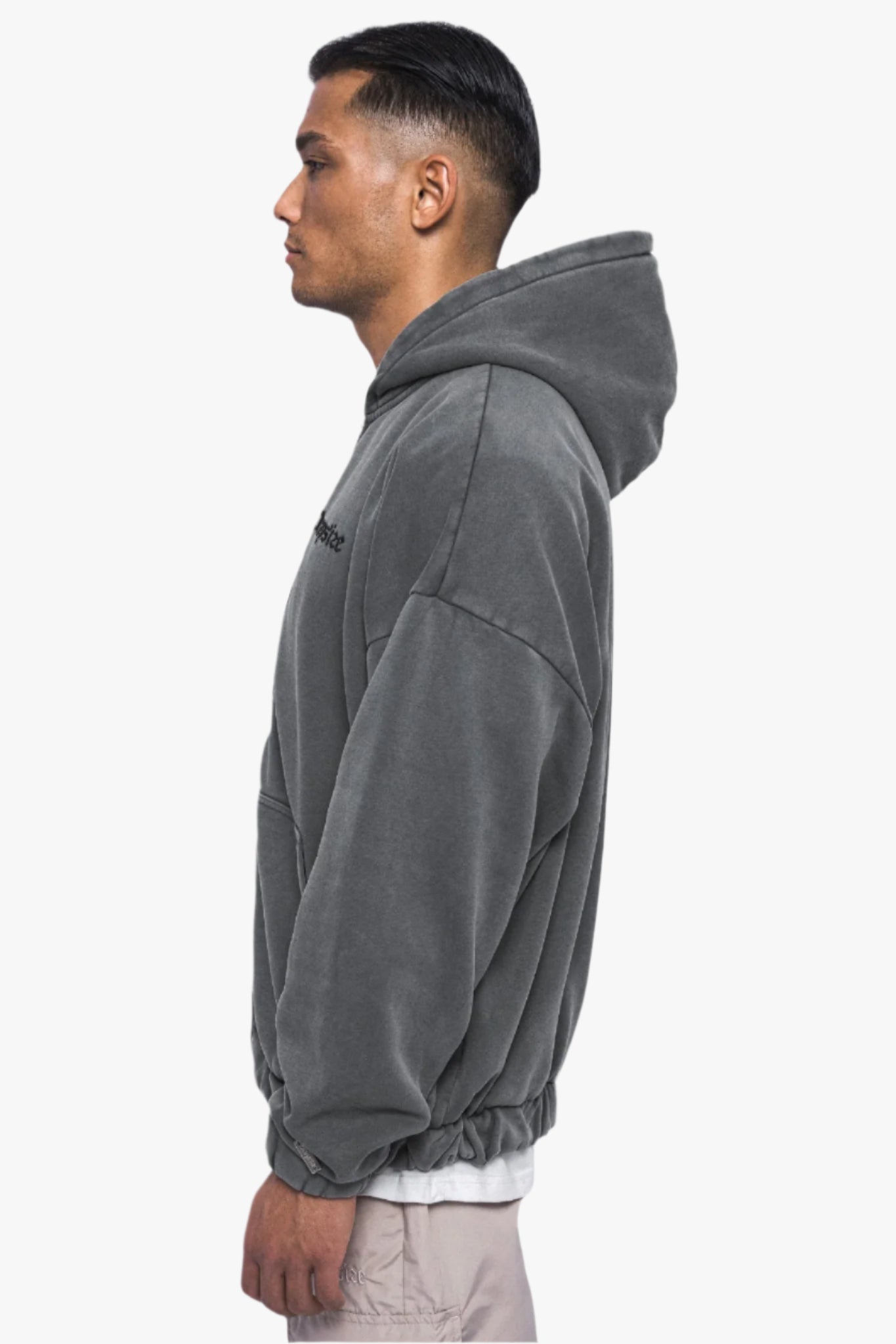 SUPER HEAVY OVERSIZE BLANK ZIP HOODIE WASHED GREY