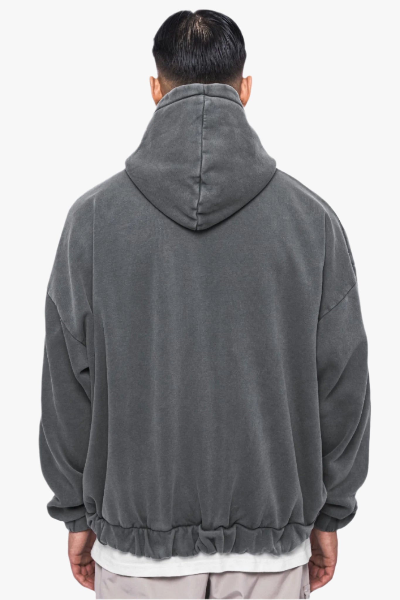 SUPER HEAVY OVERSIZE BLANK ZIP HOODIE WASHED GREY