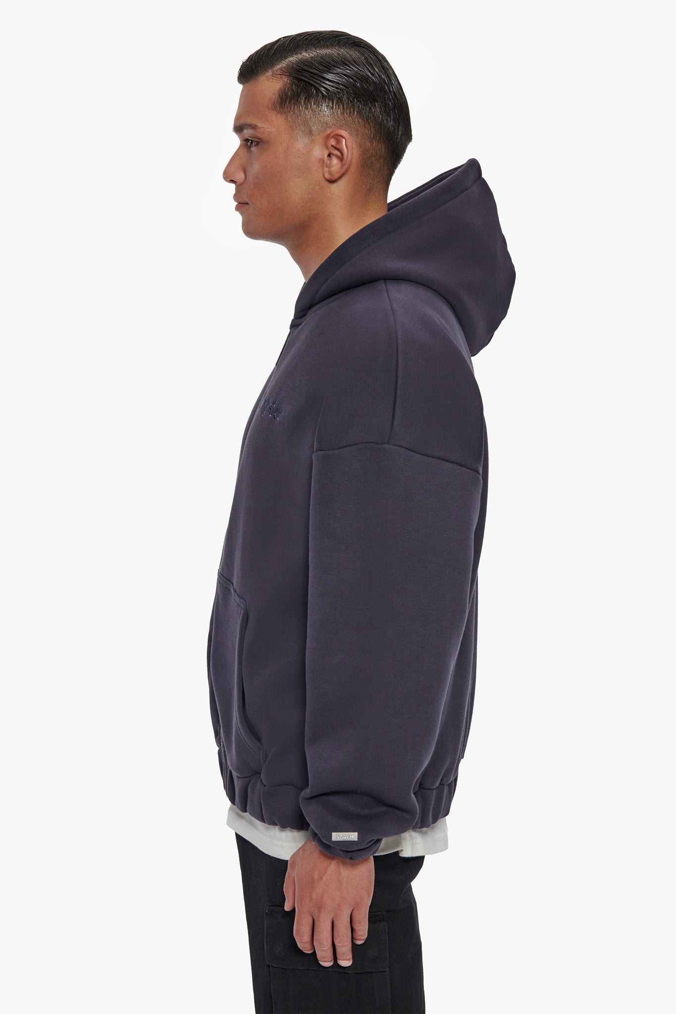 HEAVY OVERSIZE ZIP HOODIE WASHED NAVY