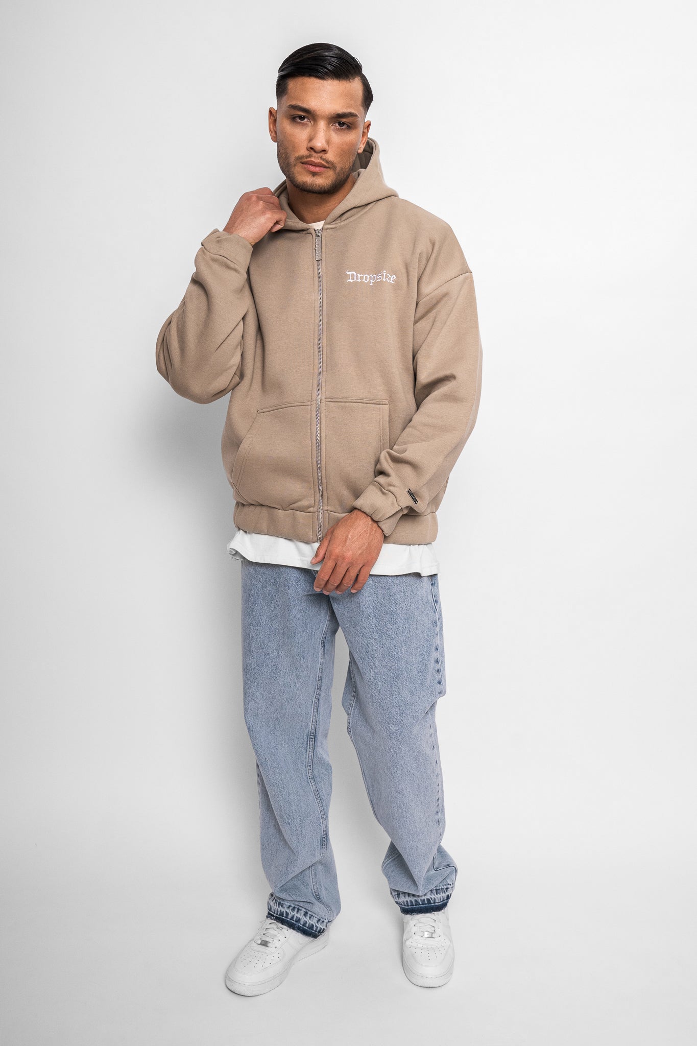 SUPER HEAVY OVERSIZE BLANK ZIP HOODIE WEATHERED TEAK