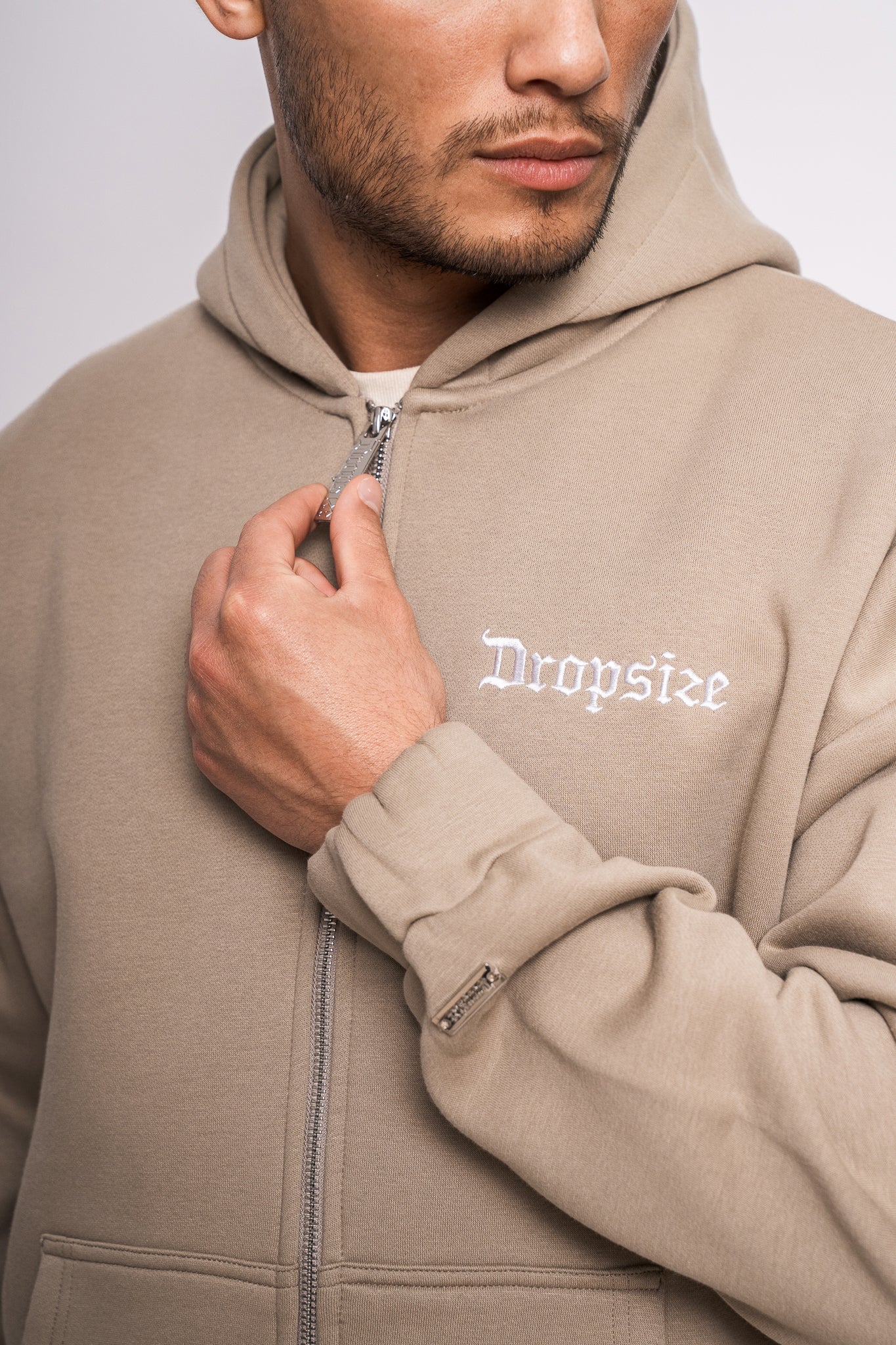 SUPER HEAVY OVERSIZE BLANK ZIP HOODIE WEATHERED TEAK