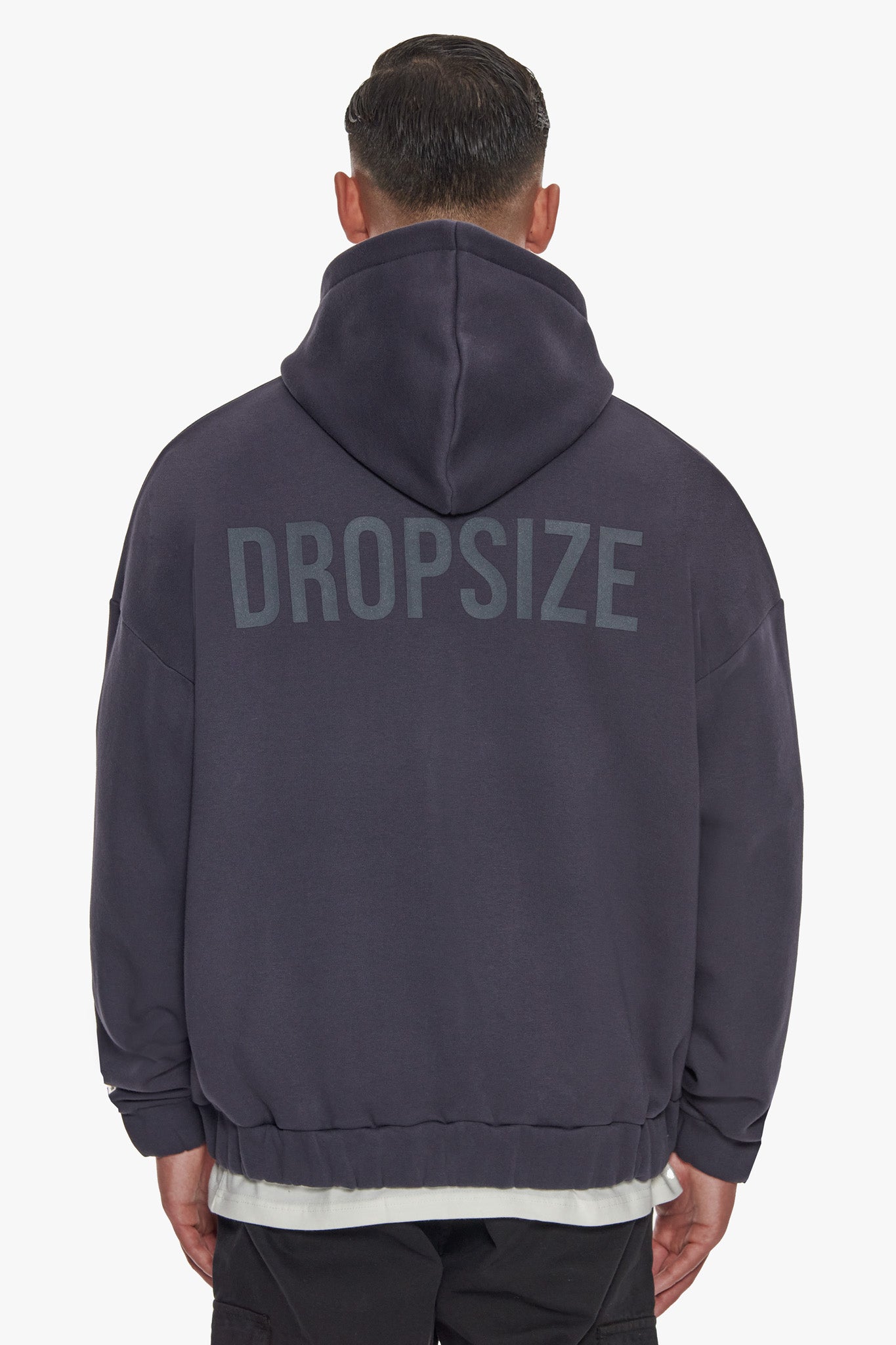 HEAVY OVERSIZE HD PRINT ZIP HOODIE WASHED NAVY