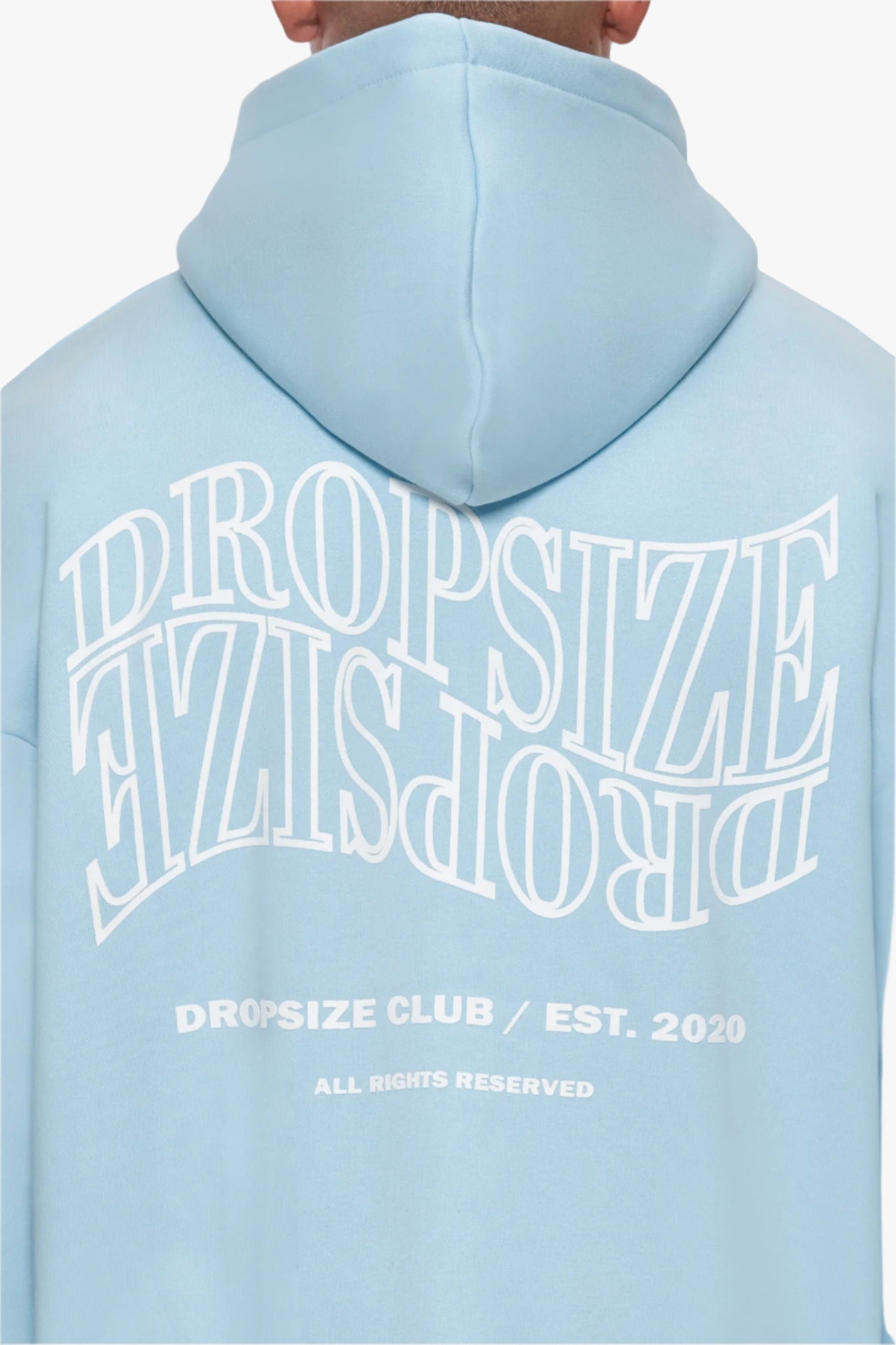 HEAVY OVERSIZE MIRRORED LOGO ZIP-HOODIE BABY BLUE