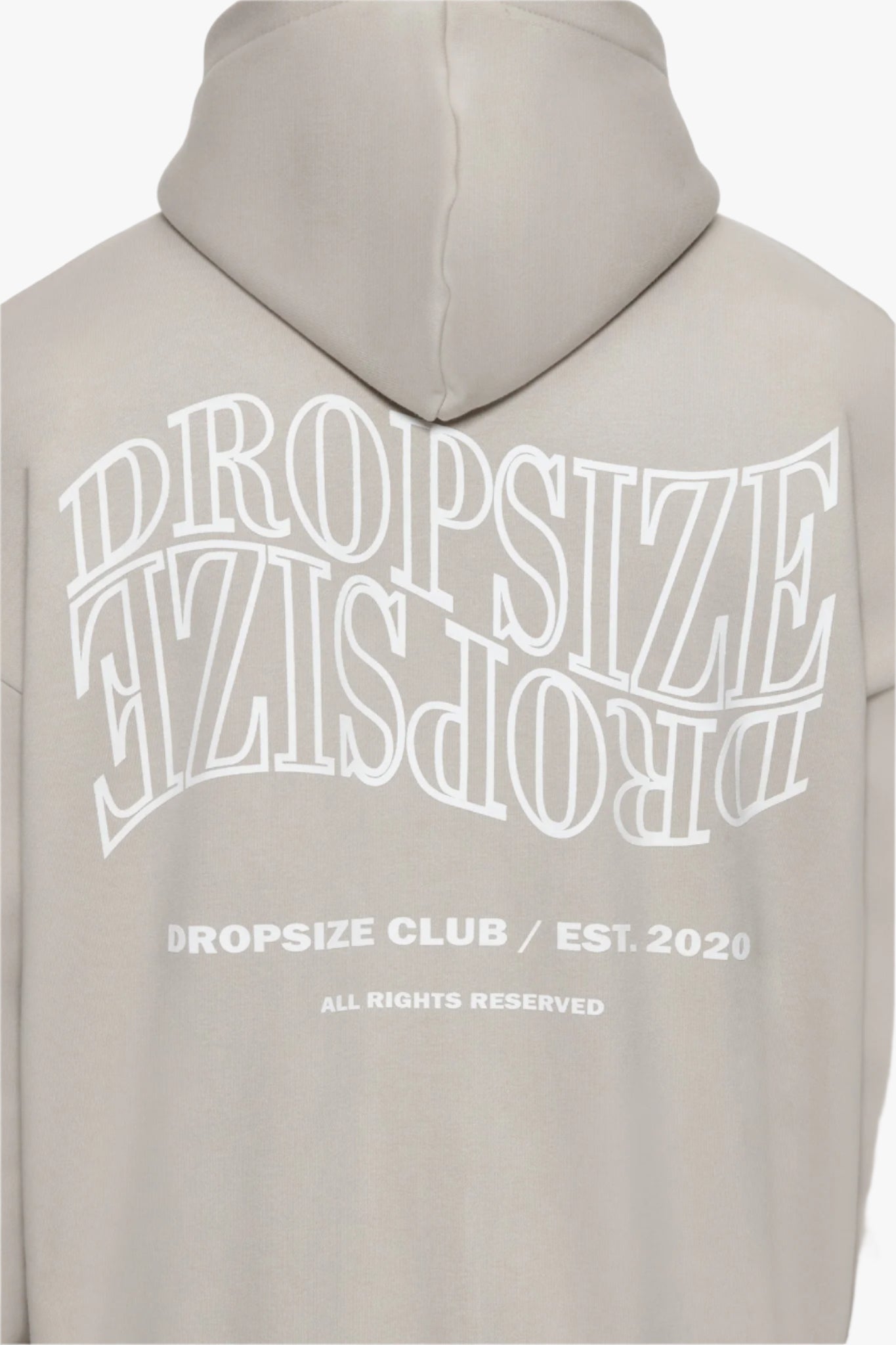 HEAVY OVERSIZE MIRRORED LOGO ZIP-HOODIE STONE