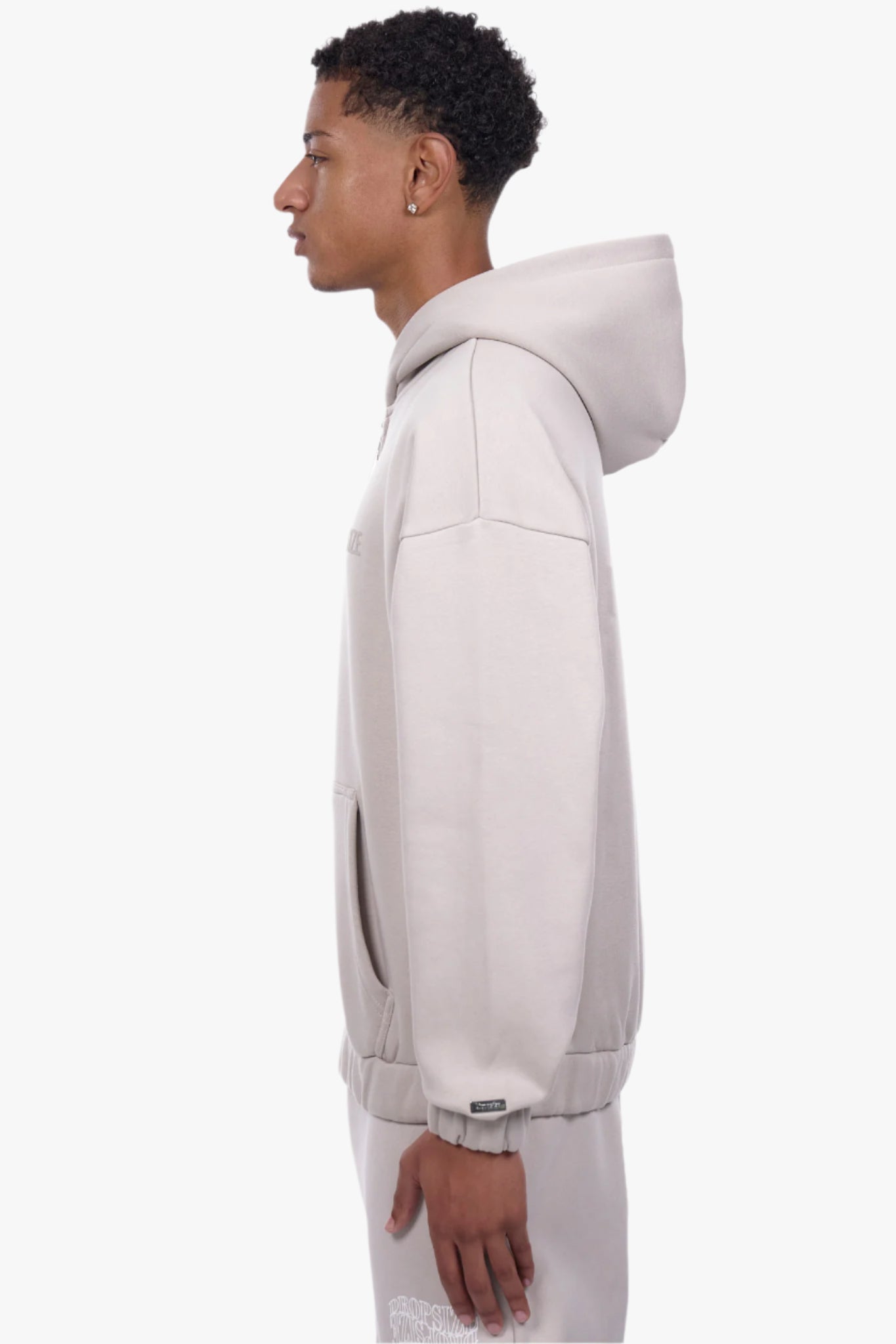 SUPER HEAVY OVERSIZED HD PRINT ZIP HOODIE V2 STONE