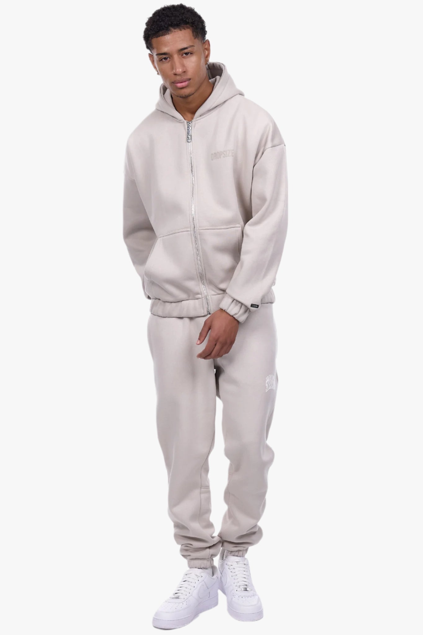 SUPER HEAVY OVERSIZED HD PRINT ZIP HOODIE V2 STONE
