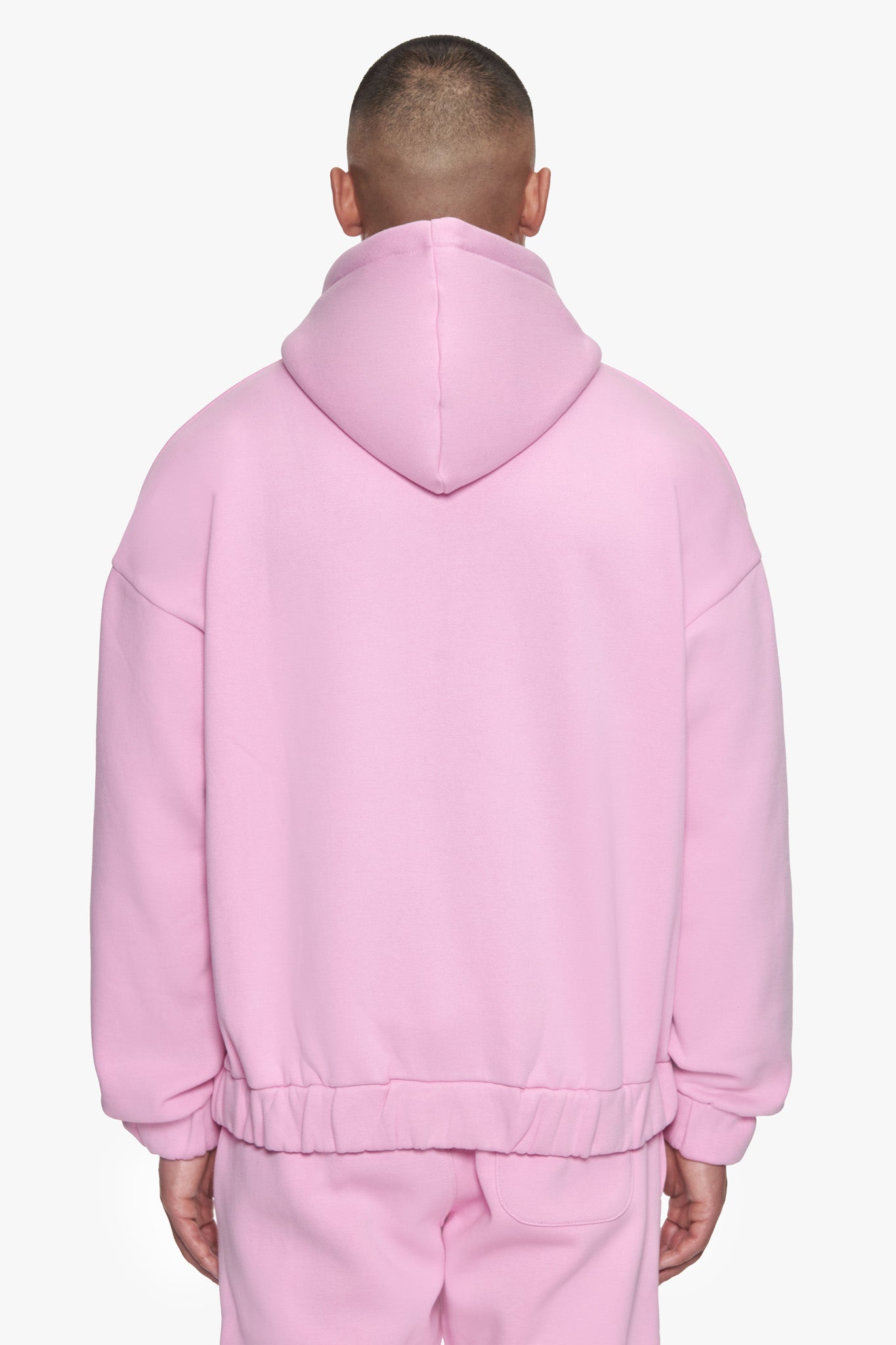 OVERSIZE METAL PATCH ZIP HOODIE PINK