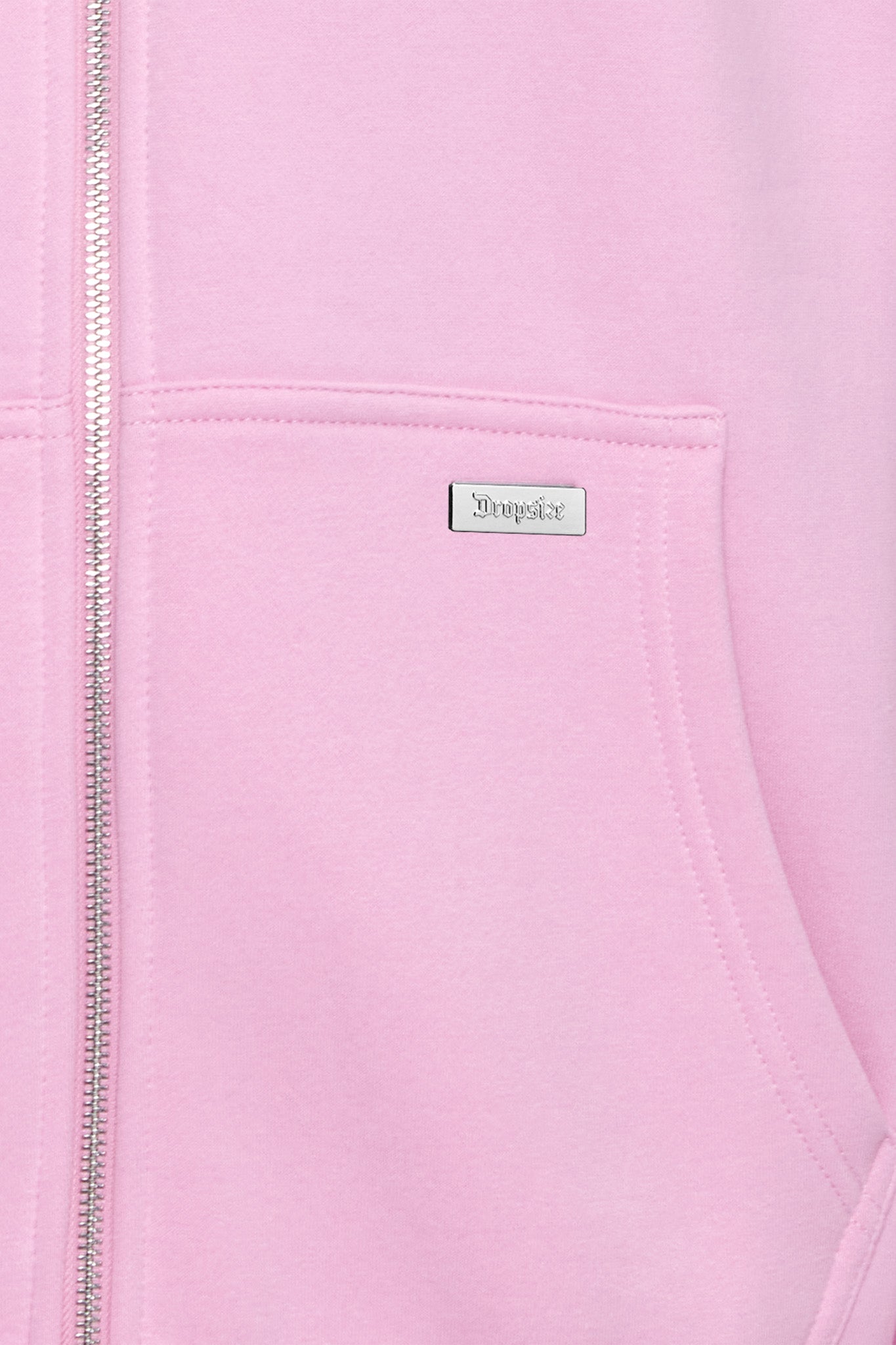 OVERSIZE METAL PATCH ZIP HOODIE PINK