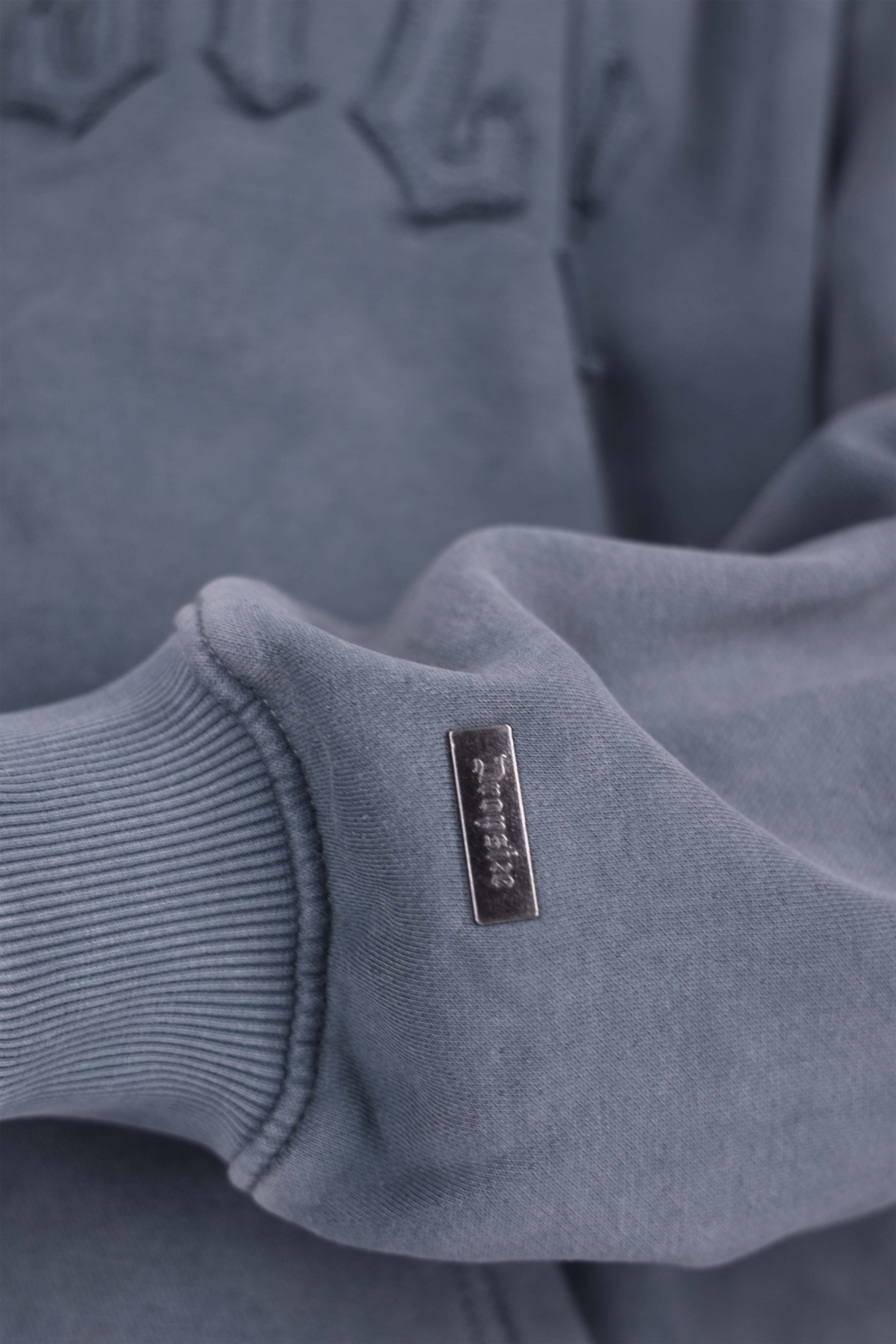 HEAVY OVERISZE RAW EDGES ZIP HOODIE WASHED GREY