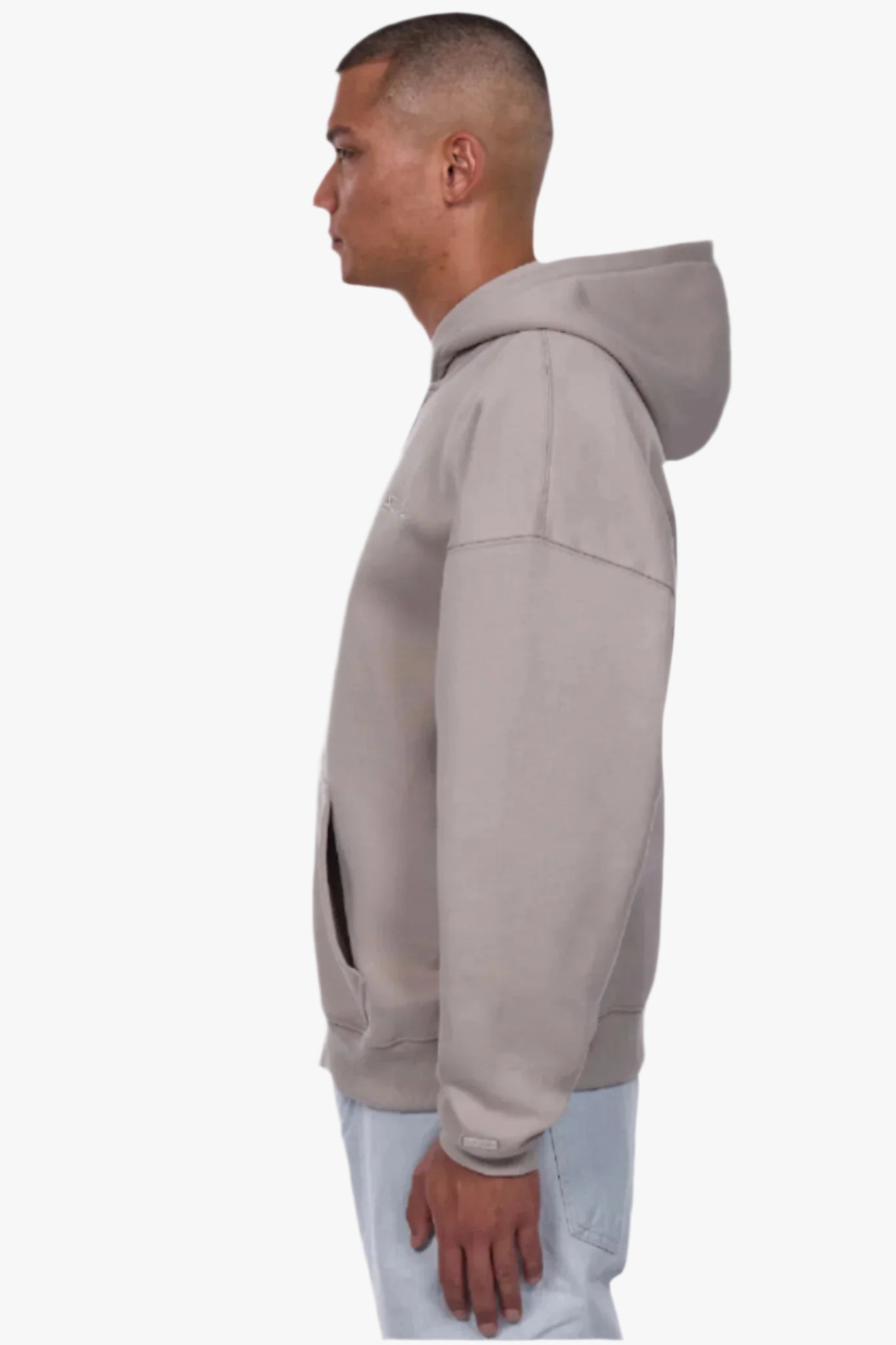 HEAVY OVERSIZE LOGO ZIP HOODIE PUMICE STONE