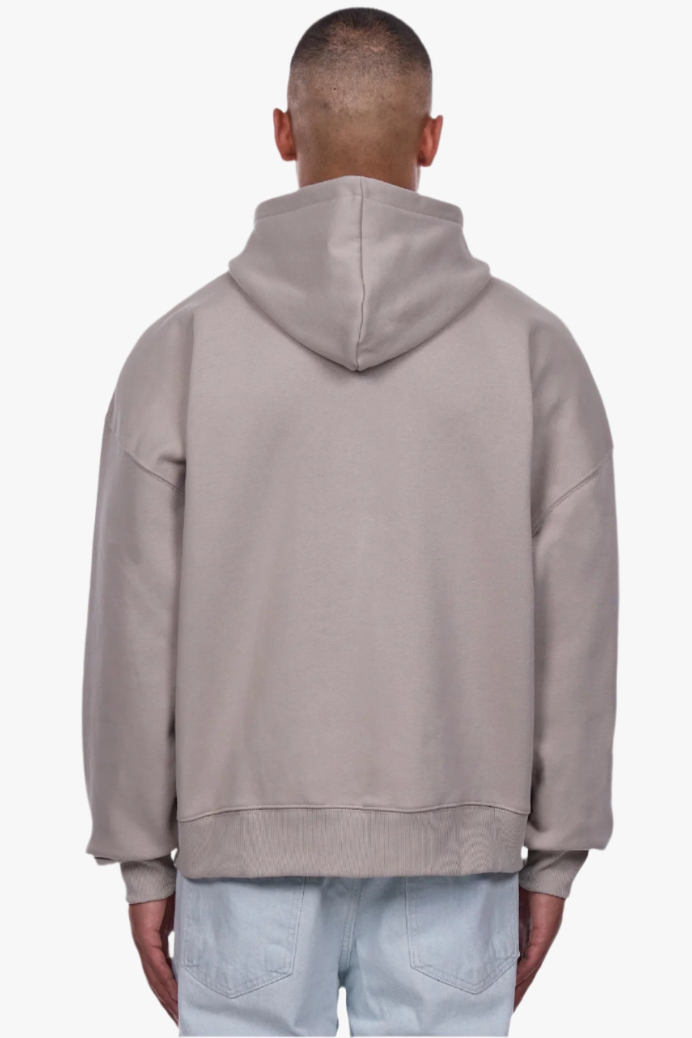 HEAVY OVERSIZE LOGO ZIP HOODIE PUMICE STONE