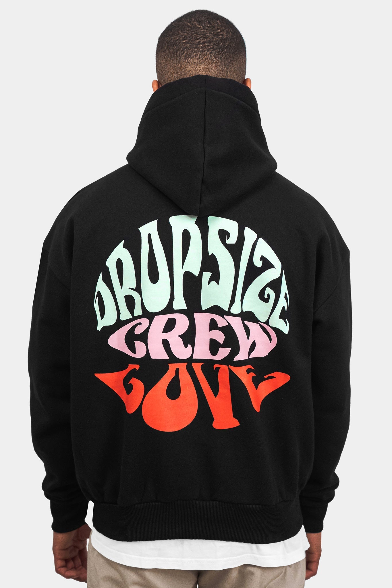 HEAVY OVERSIZED CREW LOVE HOODIE BLACK