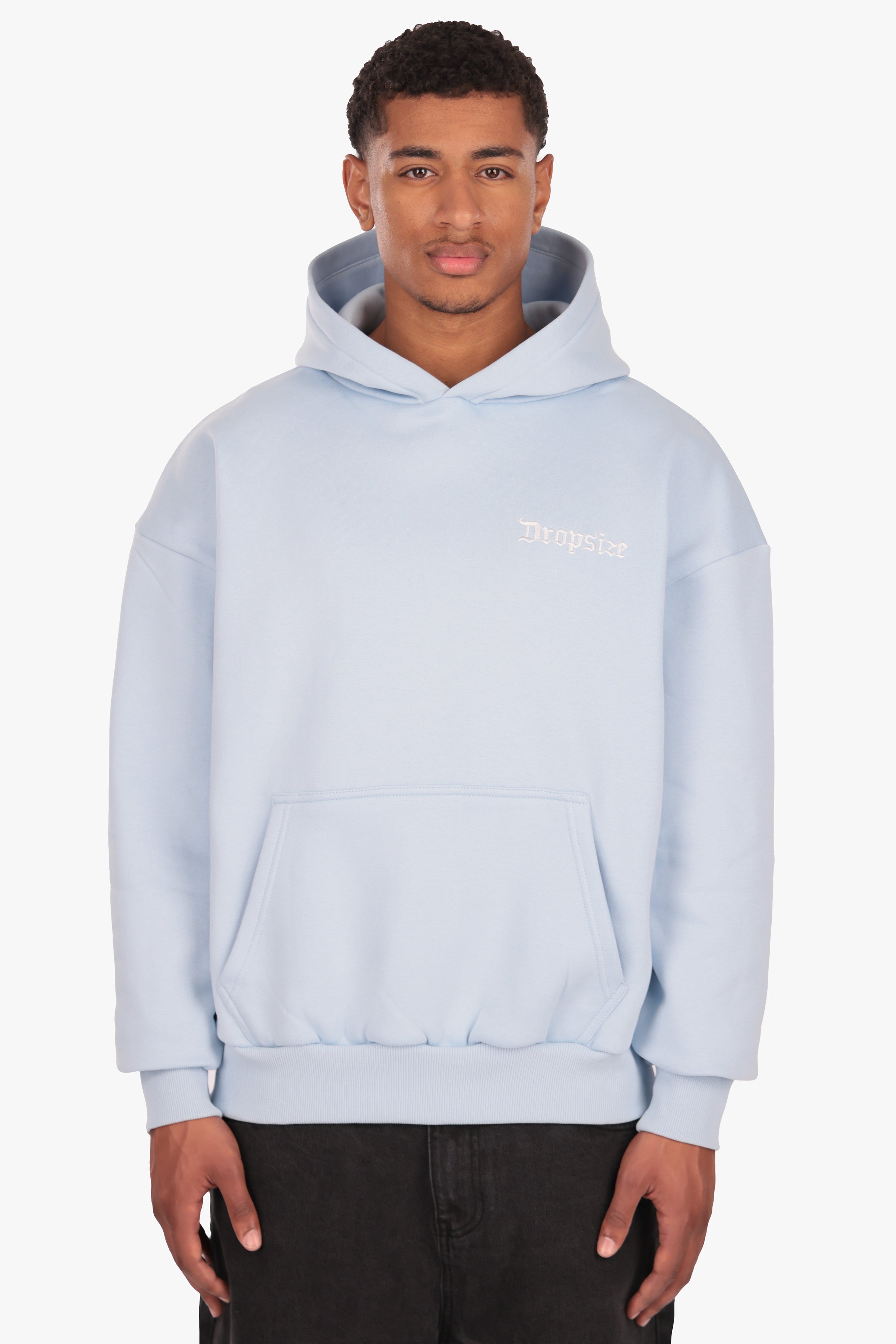 HEAVY OVERSIZE EMBO HOODIE BABYBLUE
