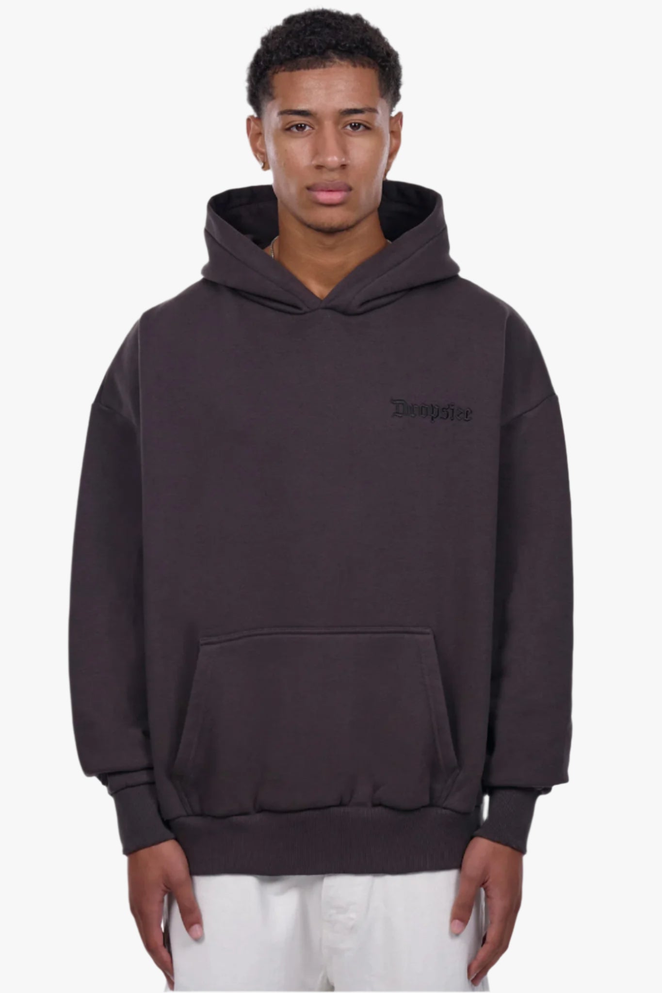 HEAVY OVERSIZE EMBO HOODIE WASHED BLACK