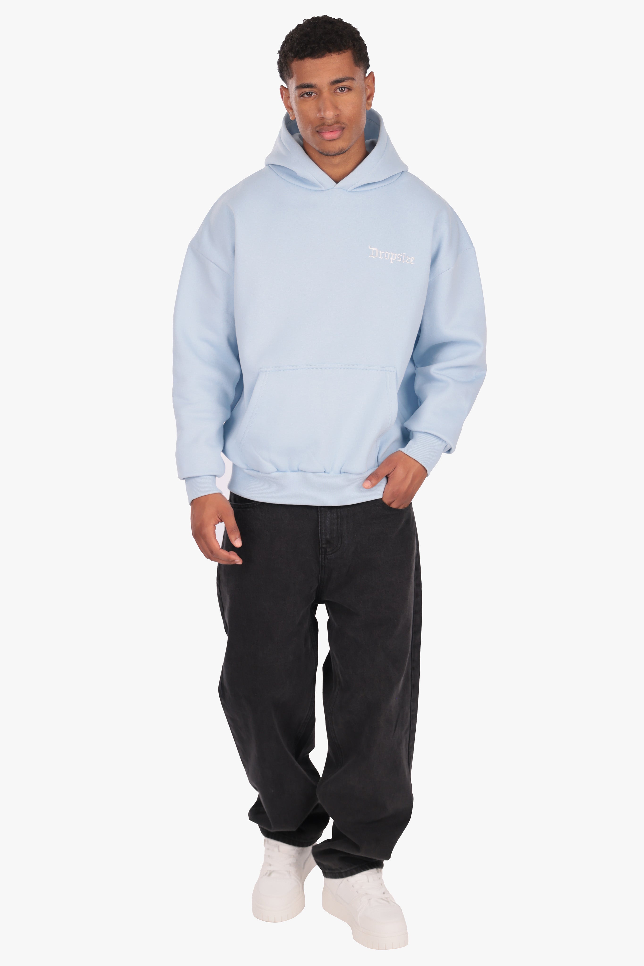 HEAVY OVERSIZE EMBO HOODIE BABYBLUE
