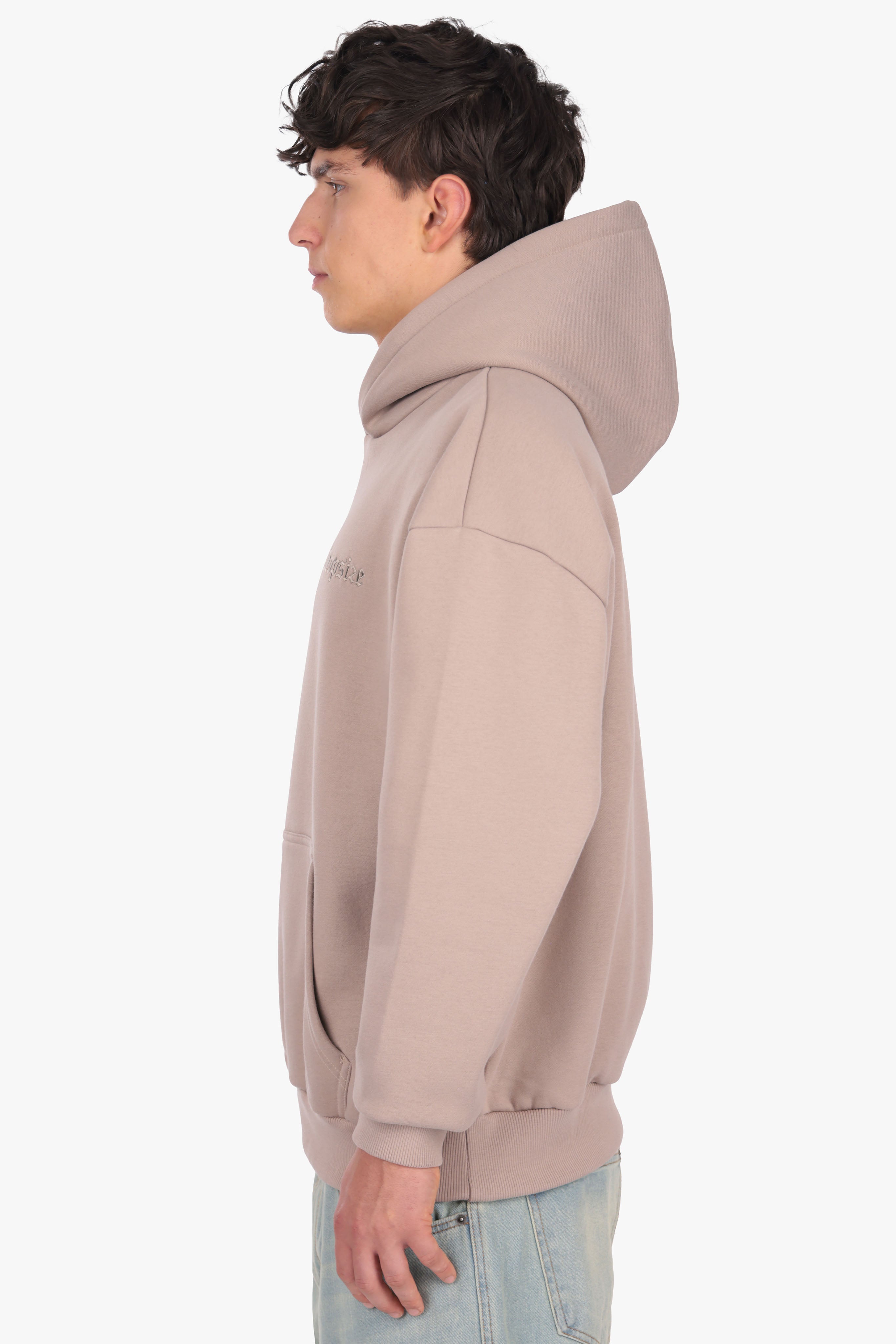 HEAVY OVERSIZE EMBO HOODIE SIMPLY TAUPE