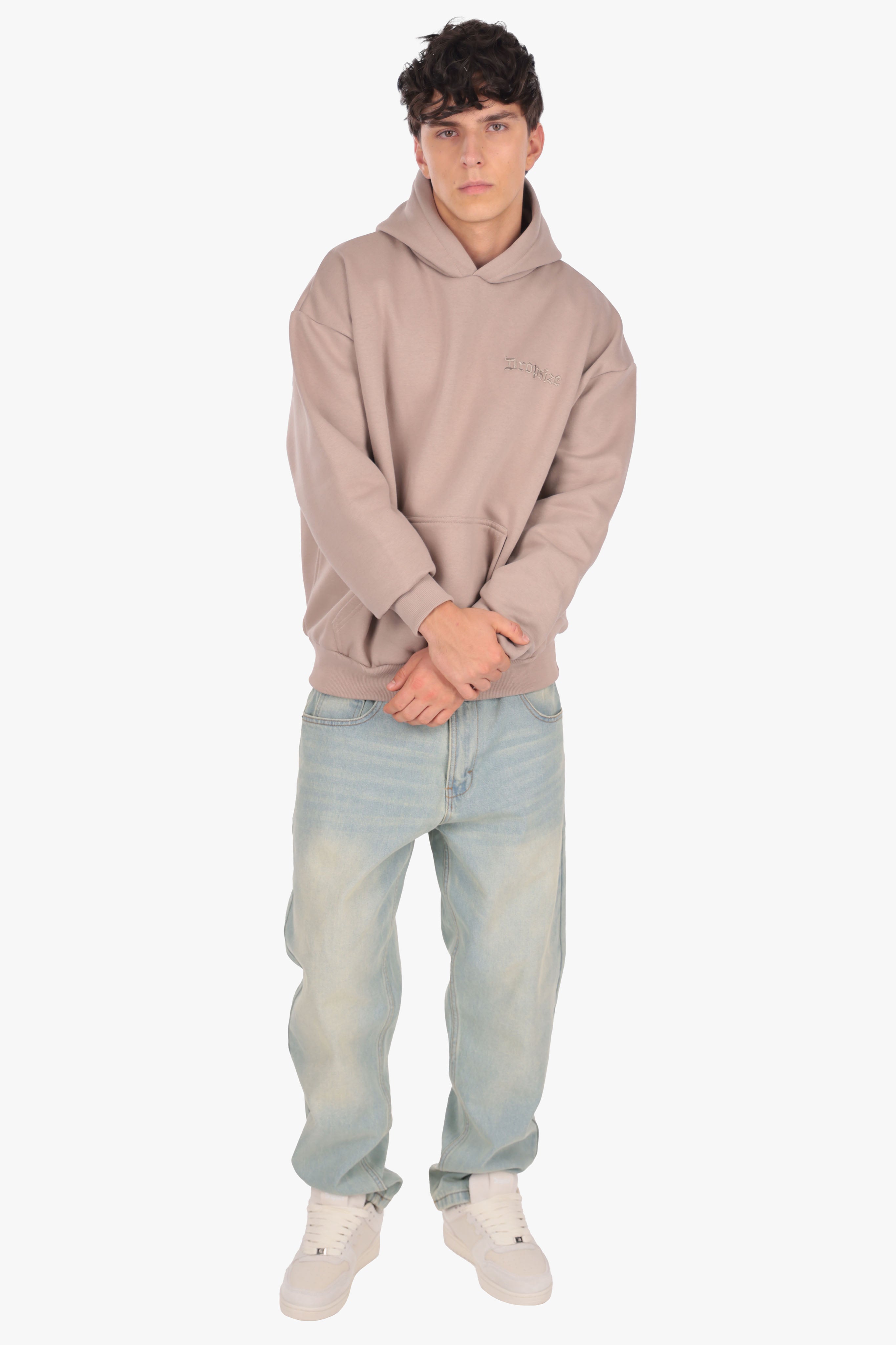 HEAVY OVERSIZE EMBO HOODIE SIMPLY TAUPE