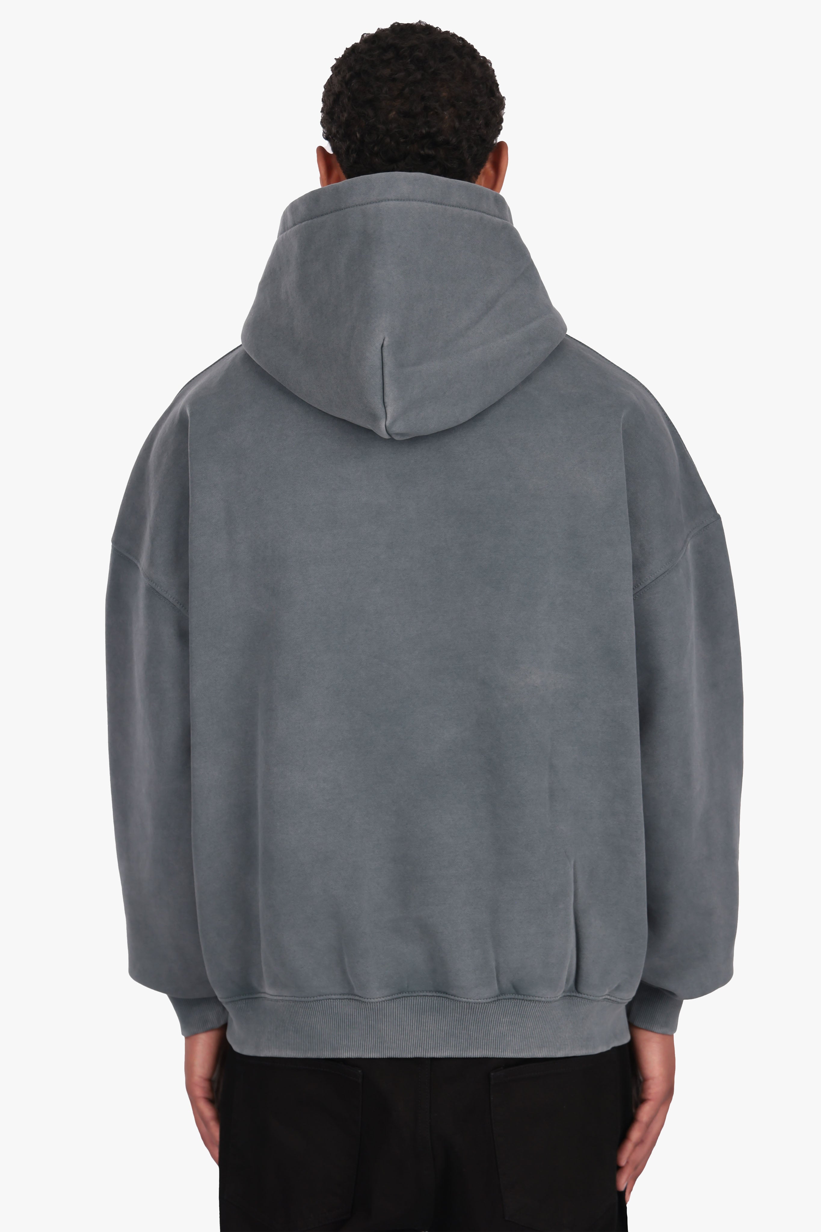 HEAVY OVERSIZED WASHED GRAY EMBO HOODIE