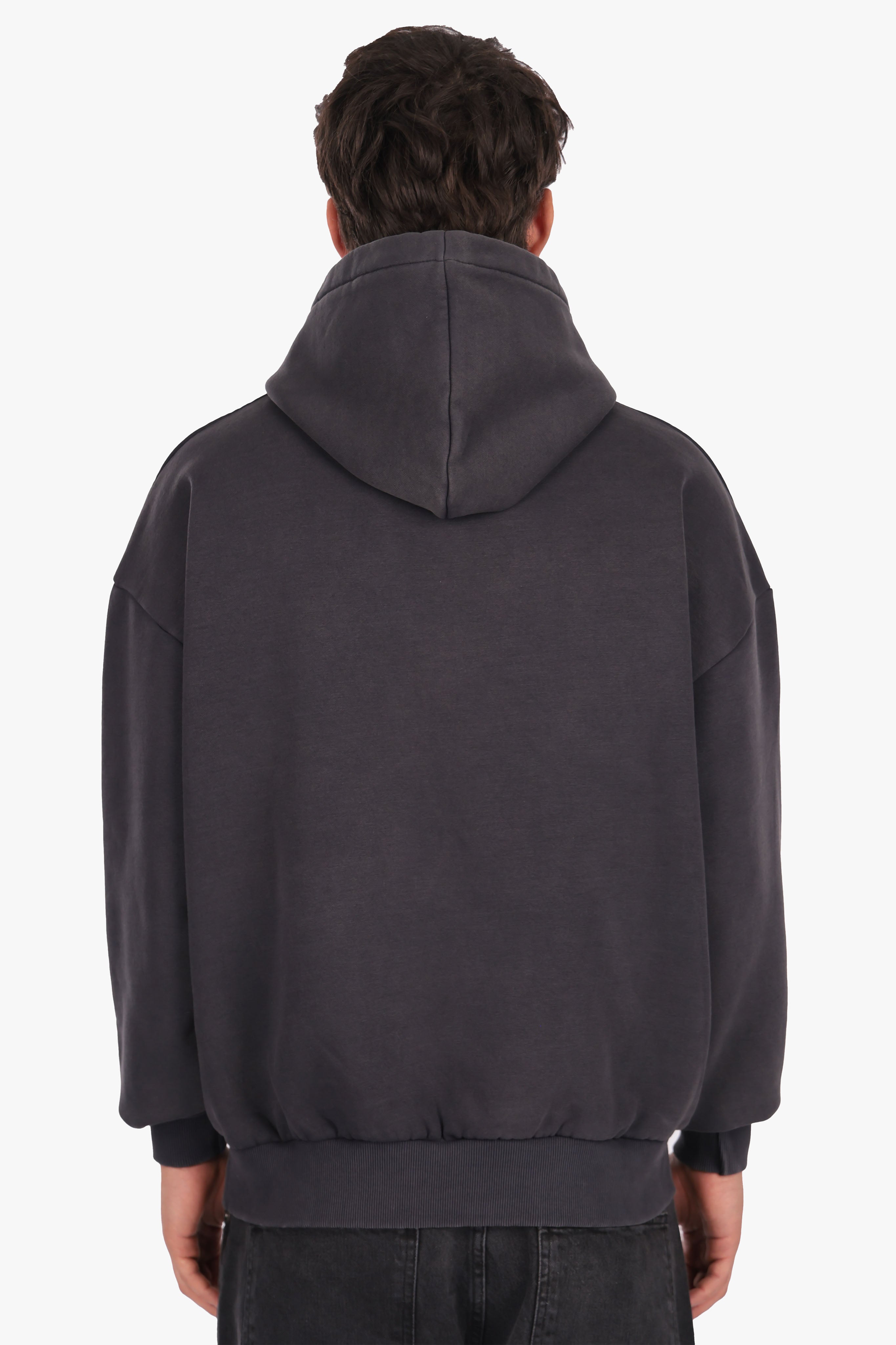 HEAVY OVERSIZE EMBO HOODIE ACID WASHED BLACK
