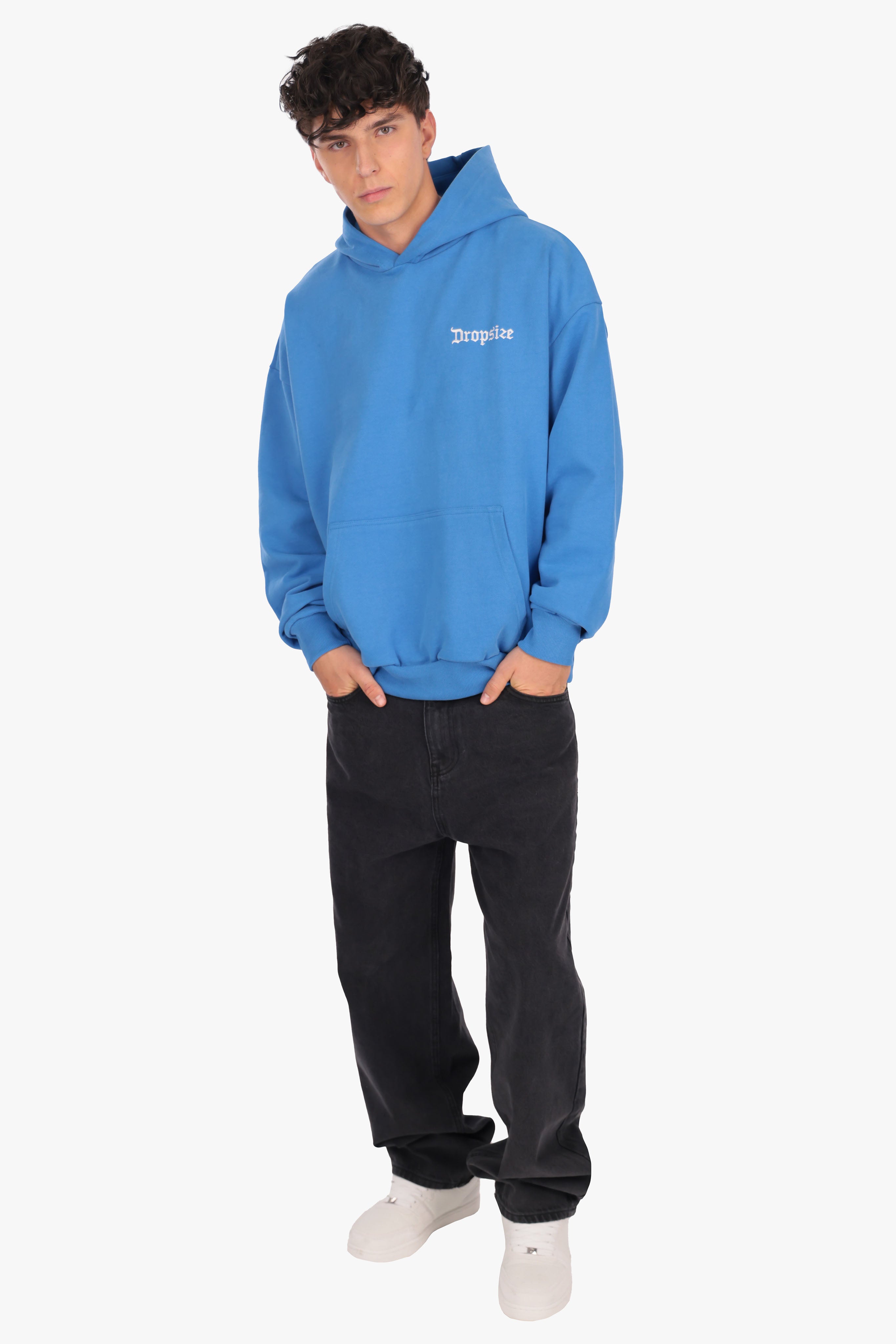SUPER HEAVY OVERSIZE EMBO HOODIE ROYAL BLUE