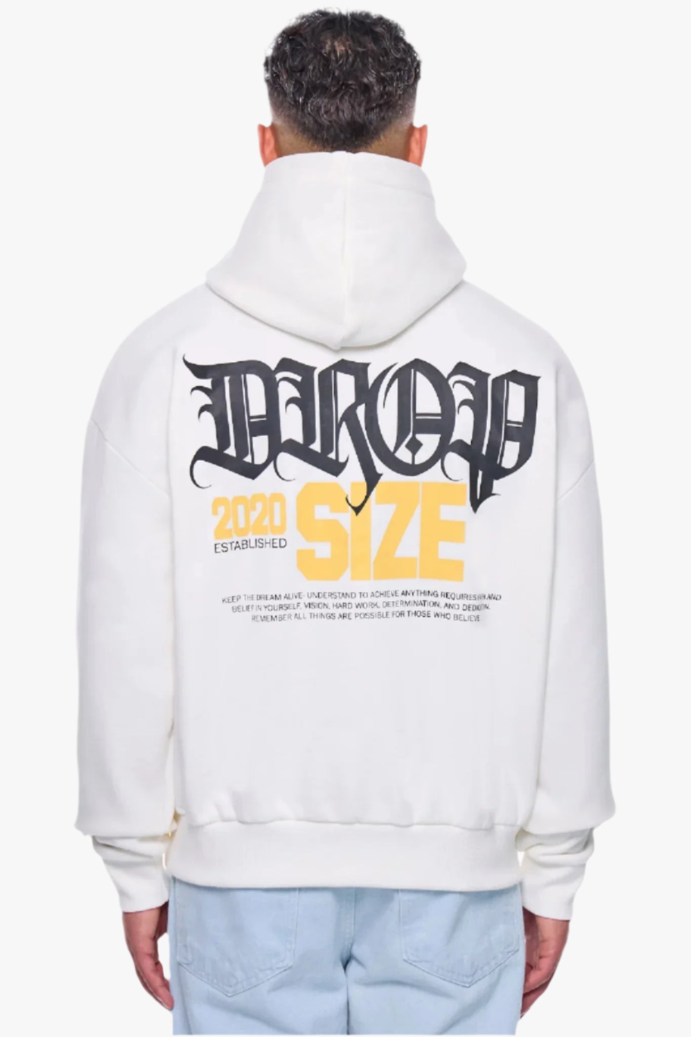 HEAVY OVERSIZE FAITH AND BELIEVE HOODIE CREAM WHITE
