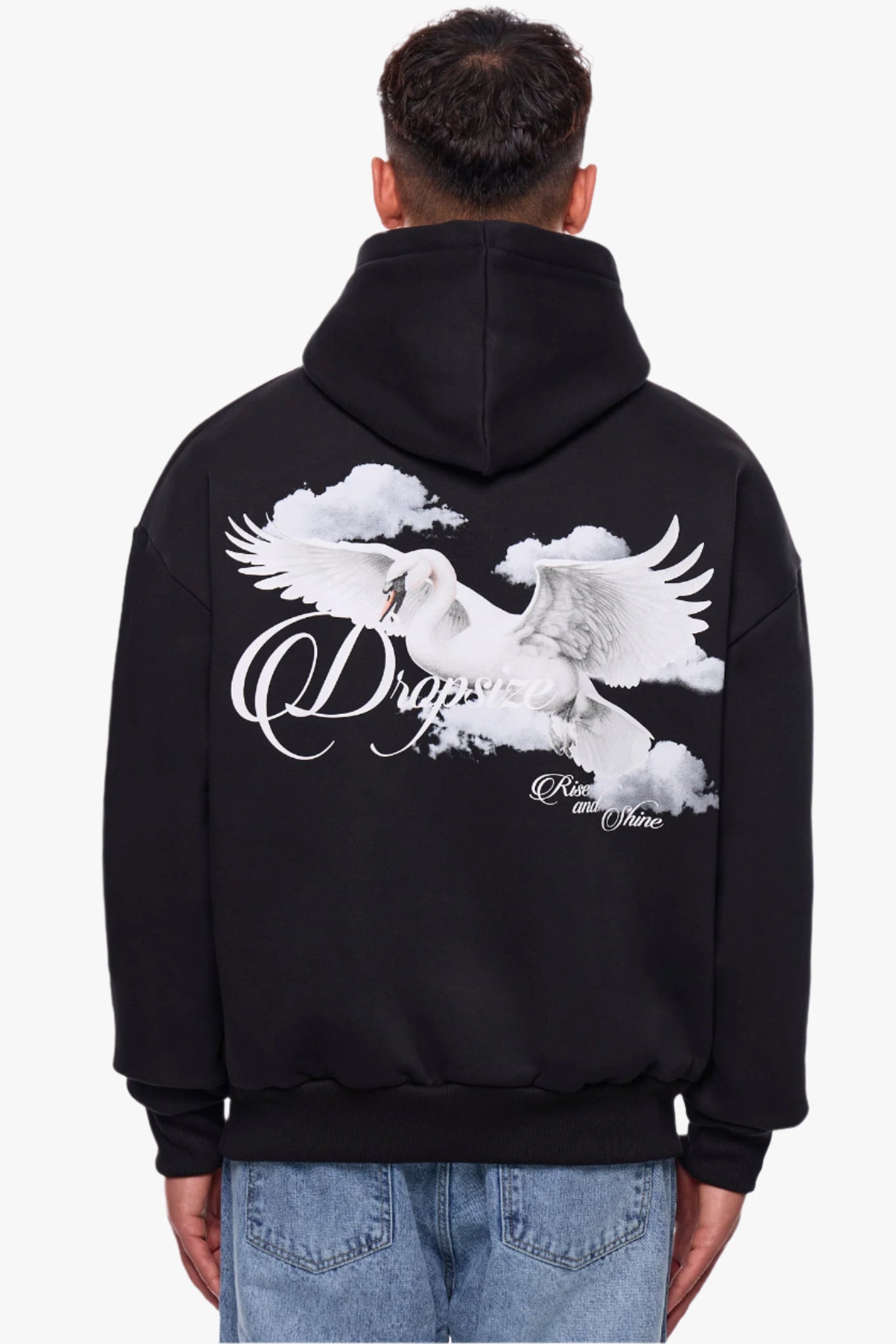 HEAVY OVERSIZE RISE AND SHINE HOODIE BLACK