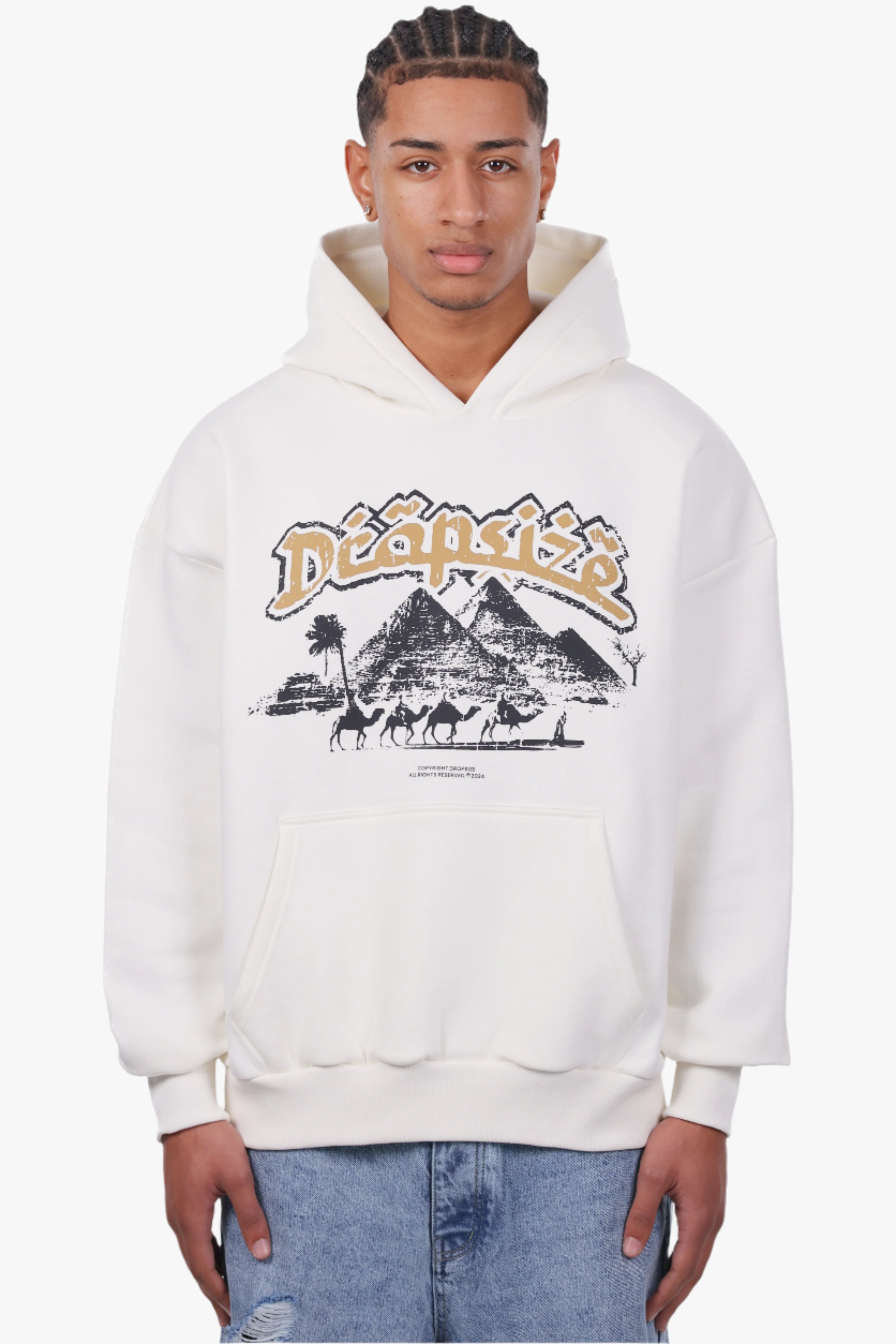 HEAVY OVERSIZE MOUNTAIN HOODIE CREAM WHITE
