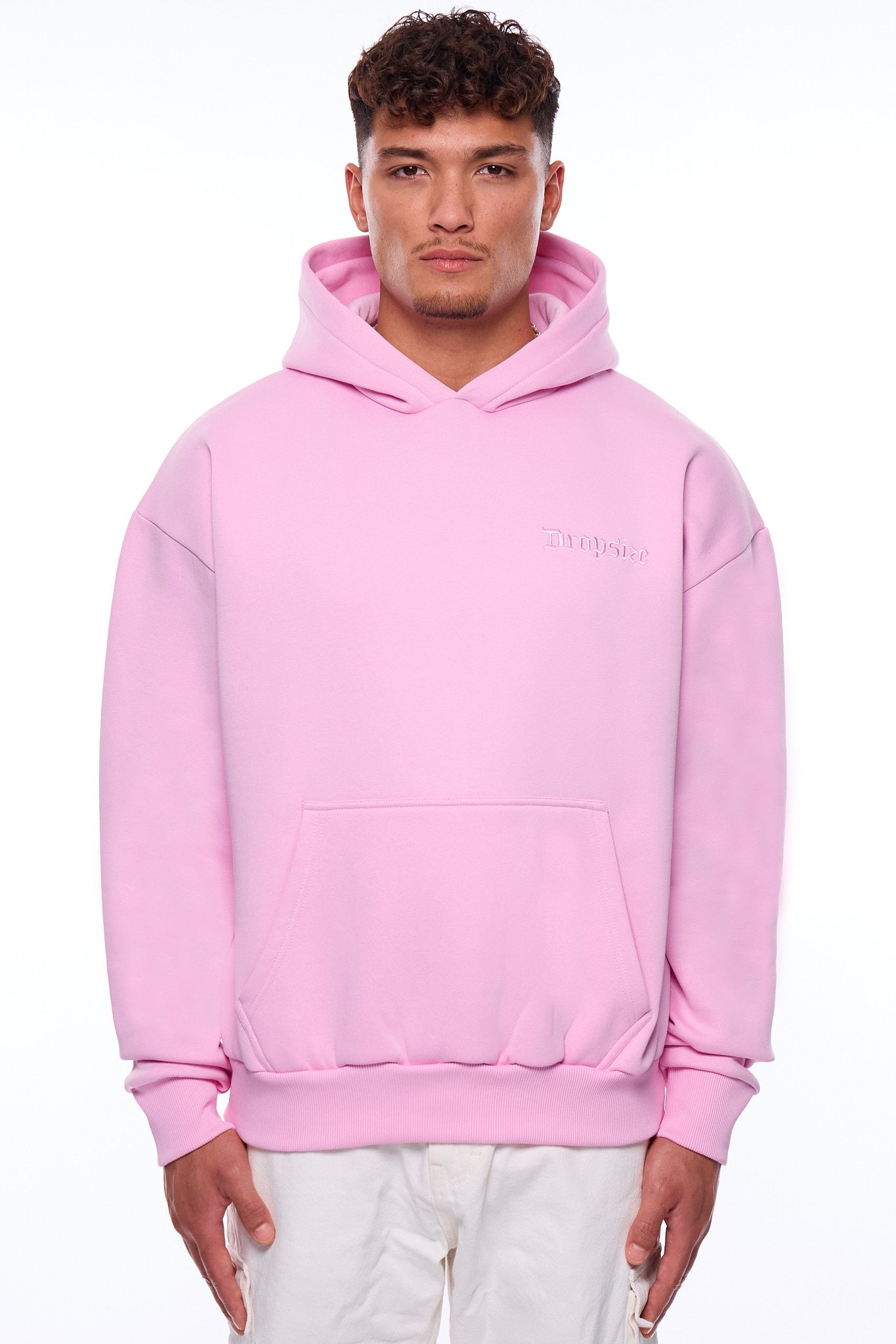 HEAVY OVERSIZE EMBO HOODIE PINK