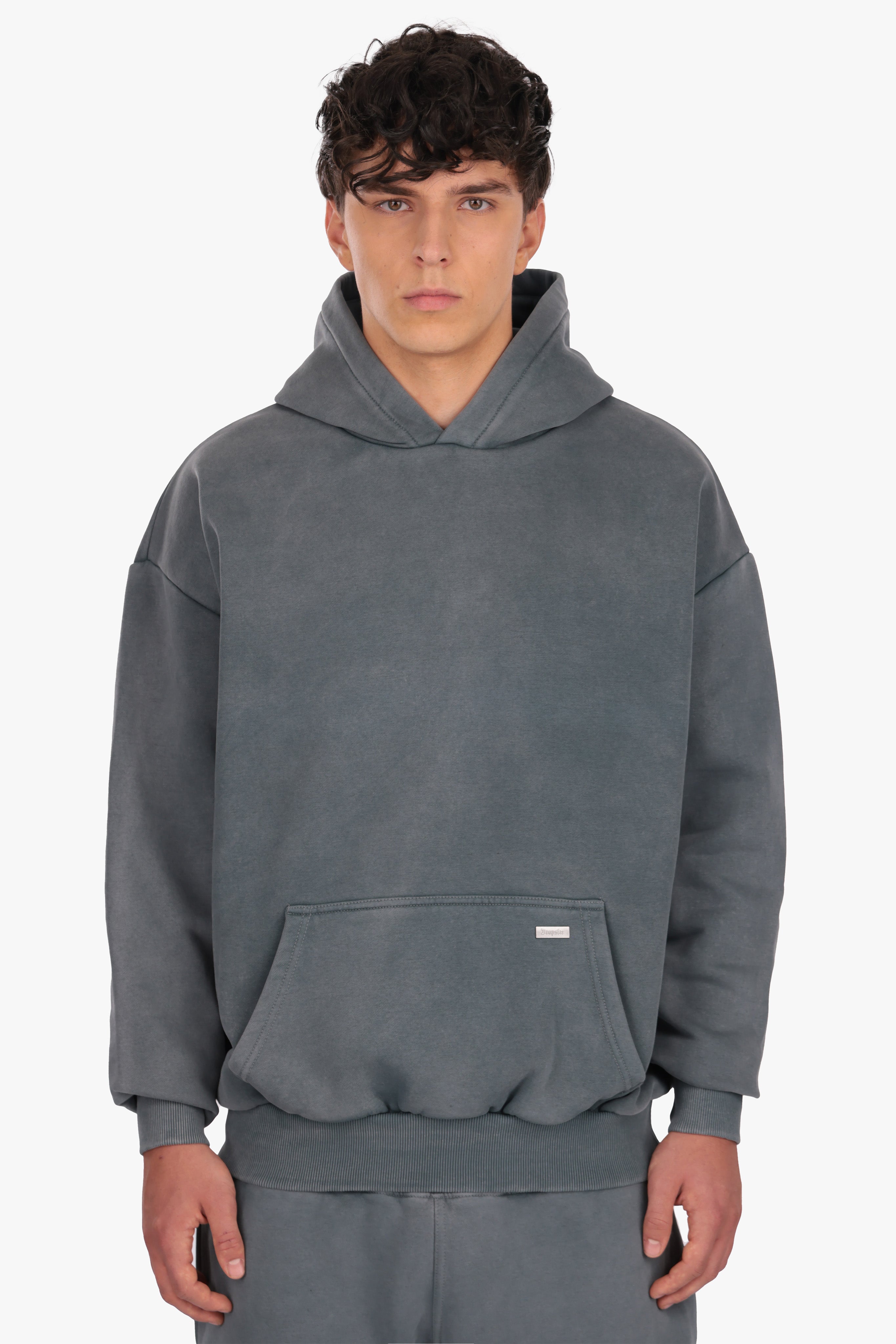 OVERSIZE METAL PATCH HOODIE VINTAGE GREY
