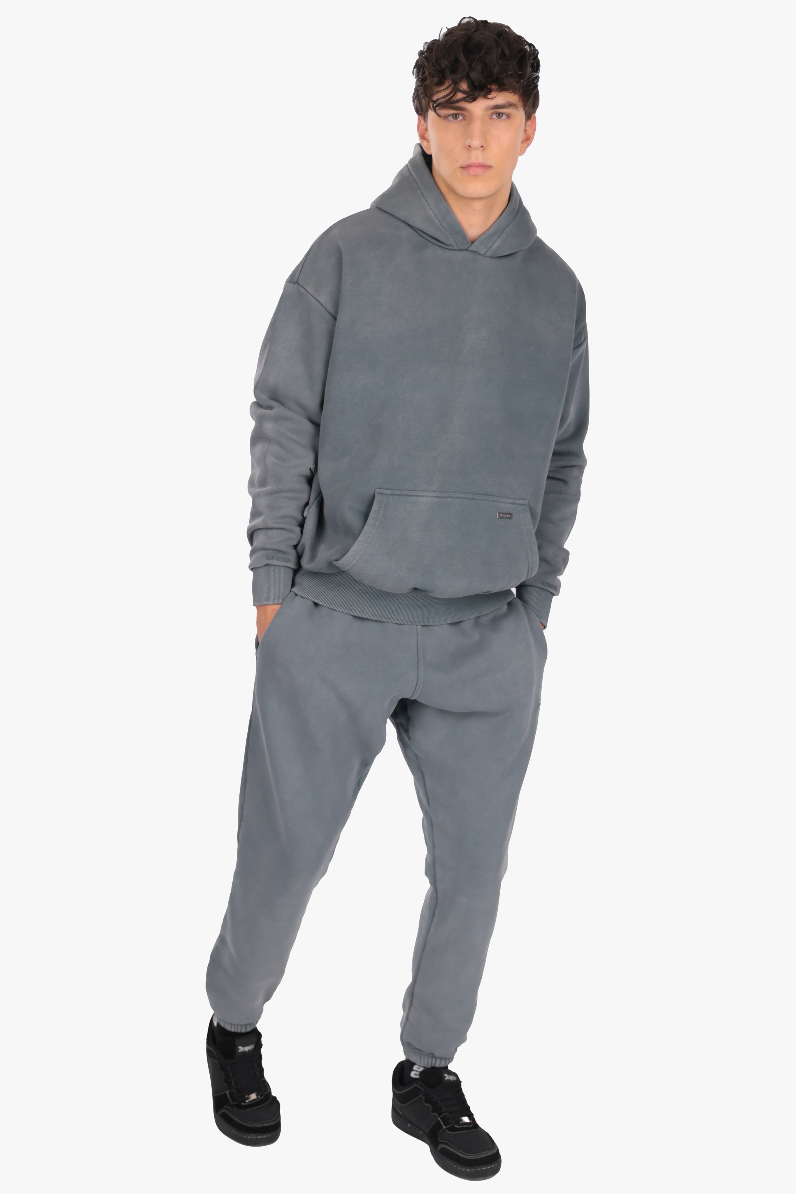 OVERSIZE METAL PATCH HOODIE VINTAGE GREY