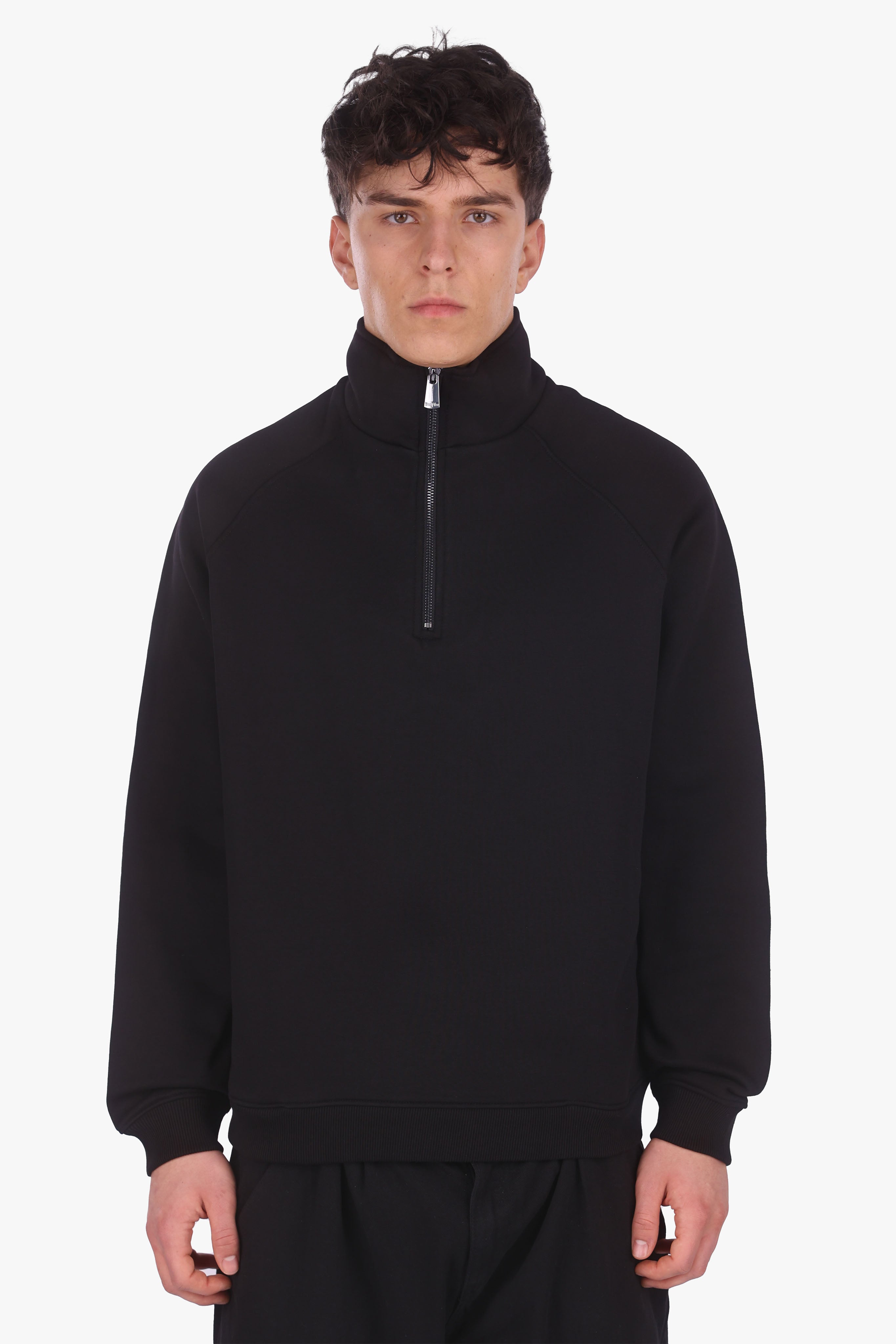 HEAVY OVERSIZED HALF ZIPPER BLACK