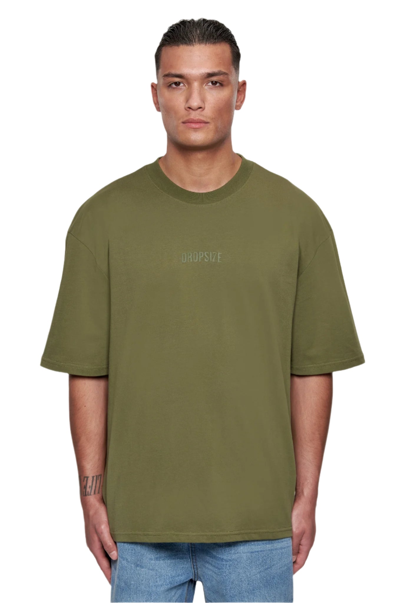 HEAVY OVERSIZE CURVED HD LOGO T-SHIRT OLIVE