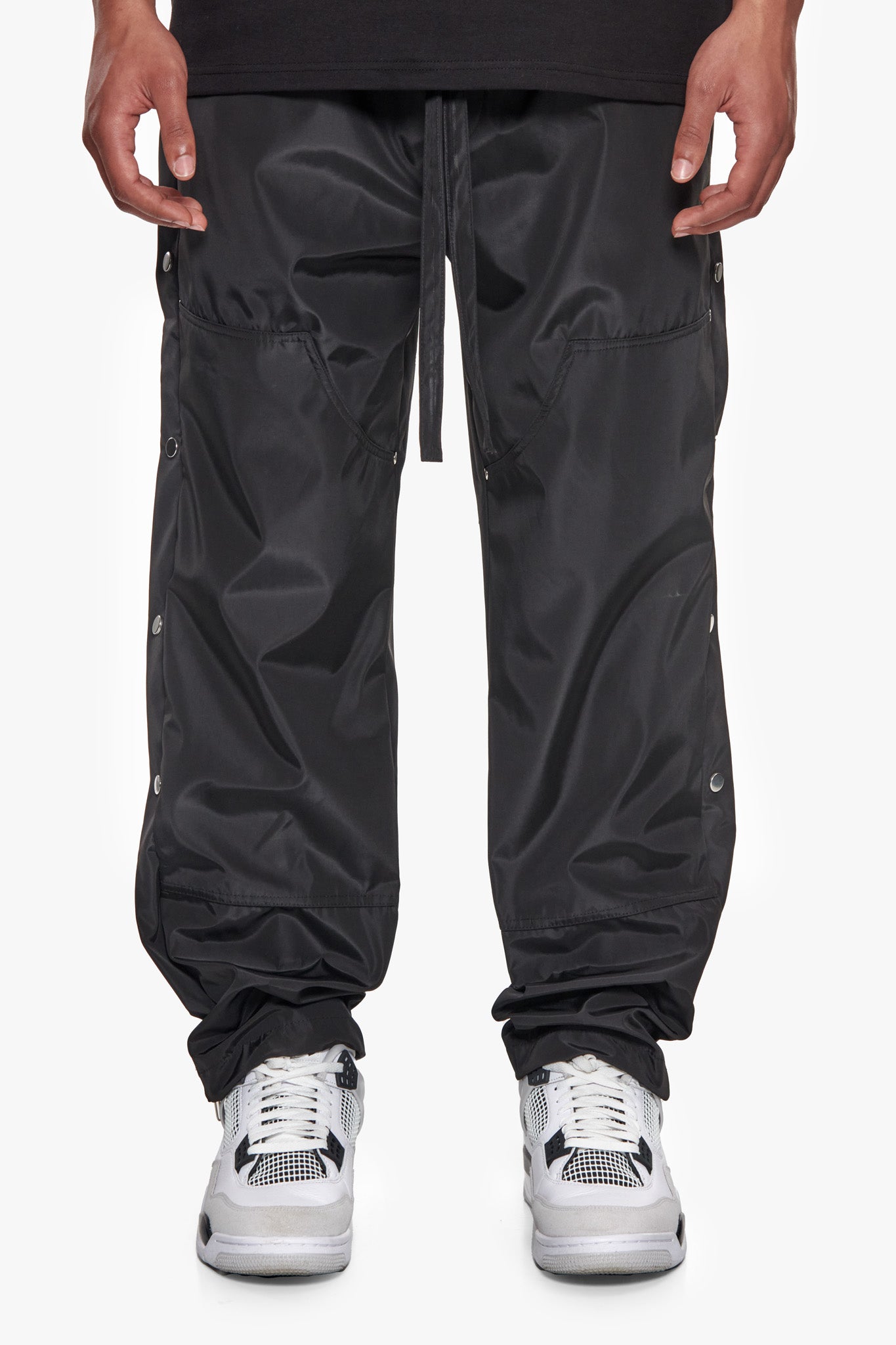BUTTON TRACK PANTS BLACK
