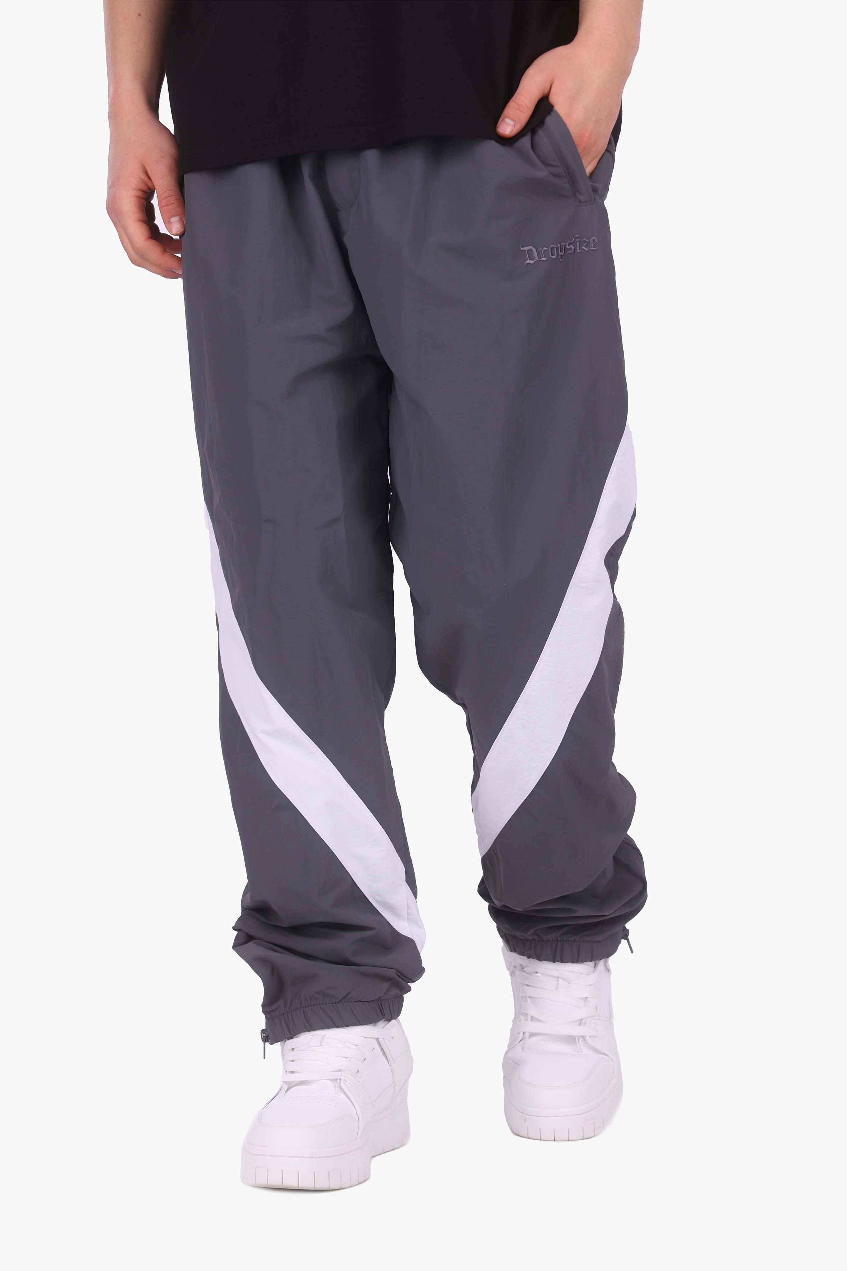 BIG STRIPE TRACK PANTS GREY/WHITE