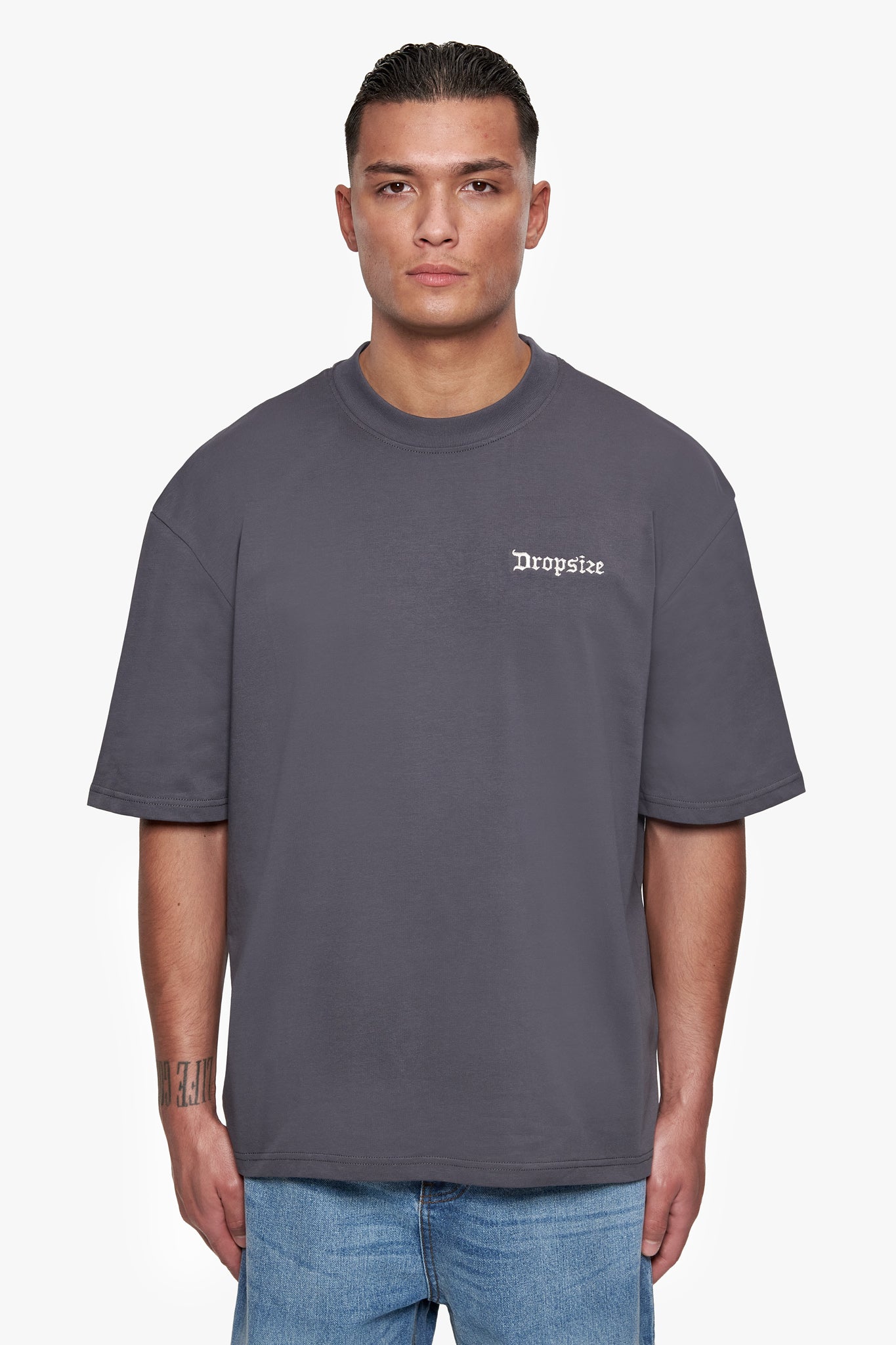 HEAVY OVERSIZE EMBO T-SHIRT DARK GREY