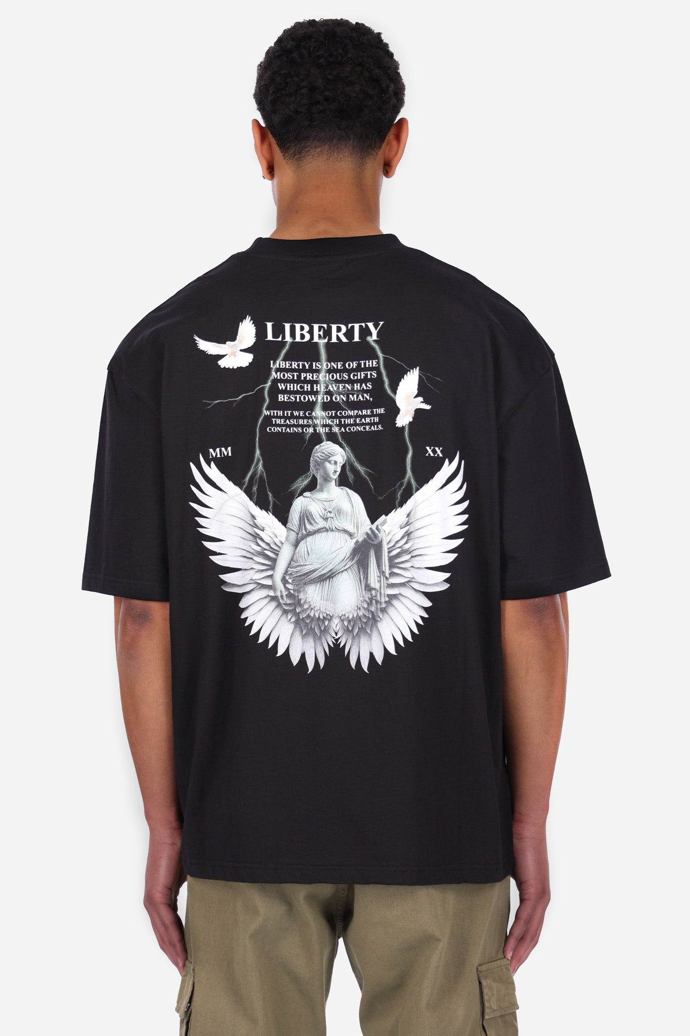 HEAVY OVERSIZED STATUE LIBERTY T-SHIRT BLACK