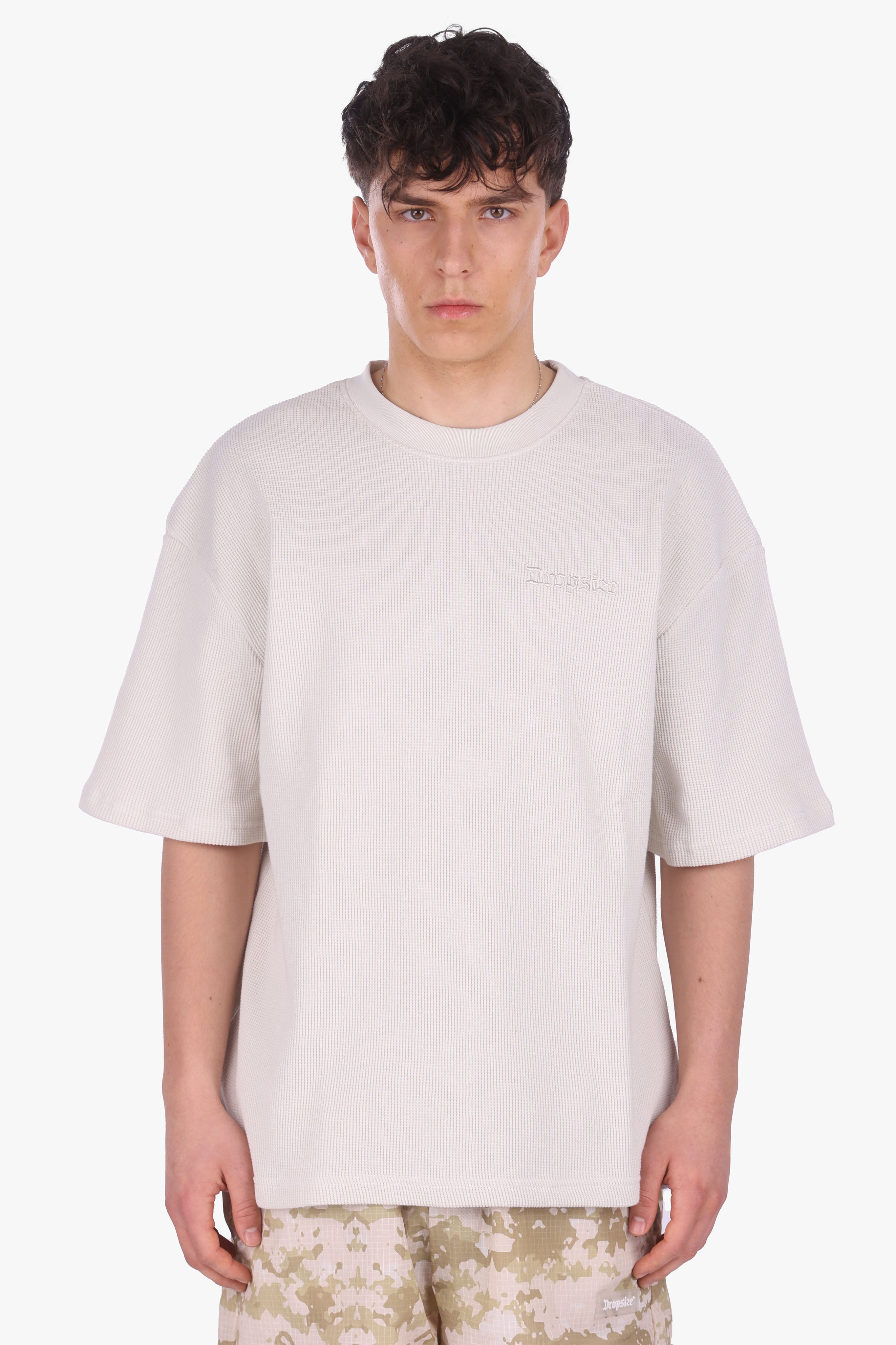 OVERSIZE WAFFLE SHIRT LIGHT GREY