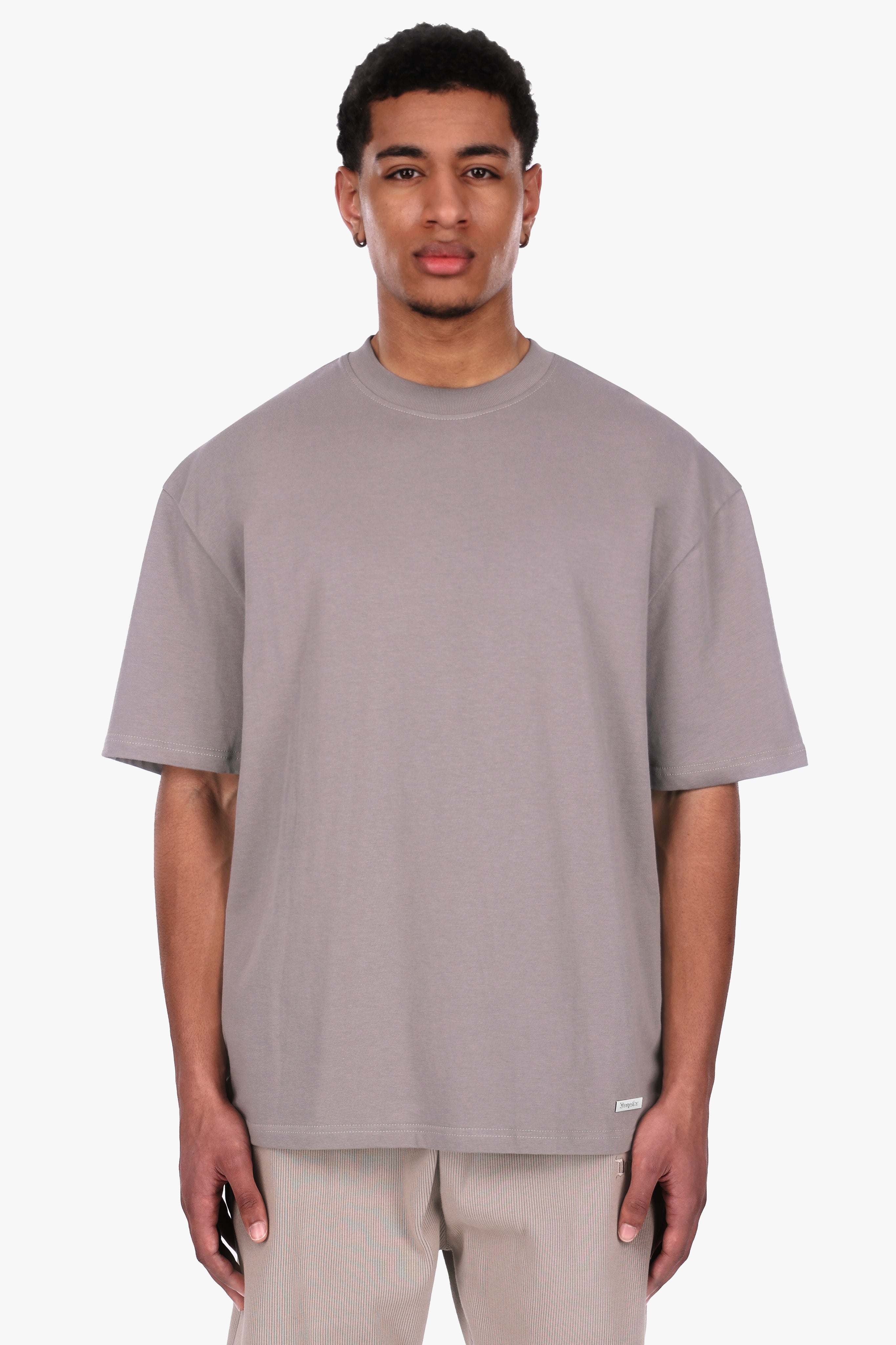 HEAVY OVERSIZE METAL PATCH BASIC T-SHIRT DRIFTWOOD