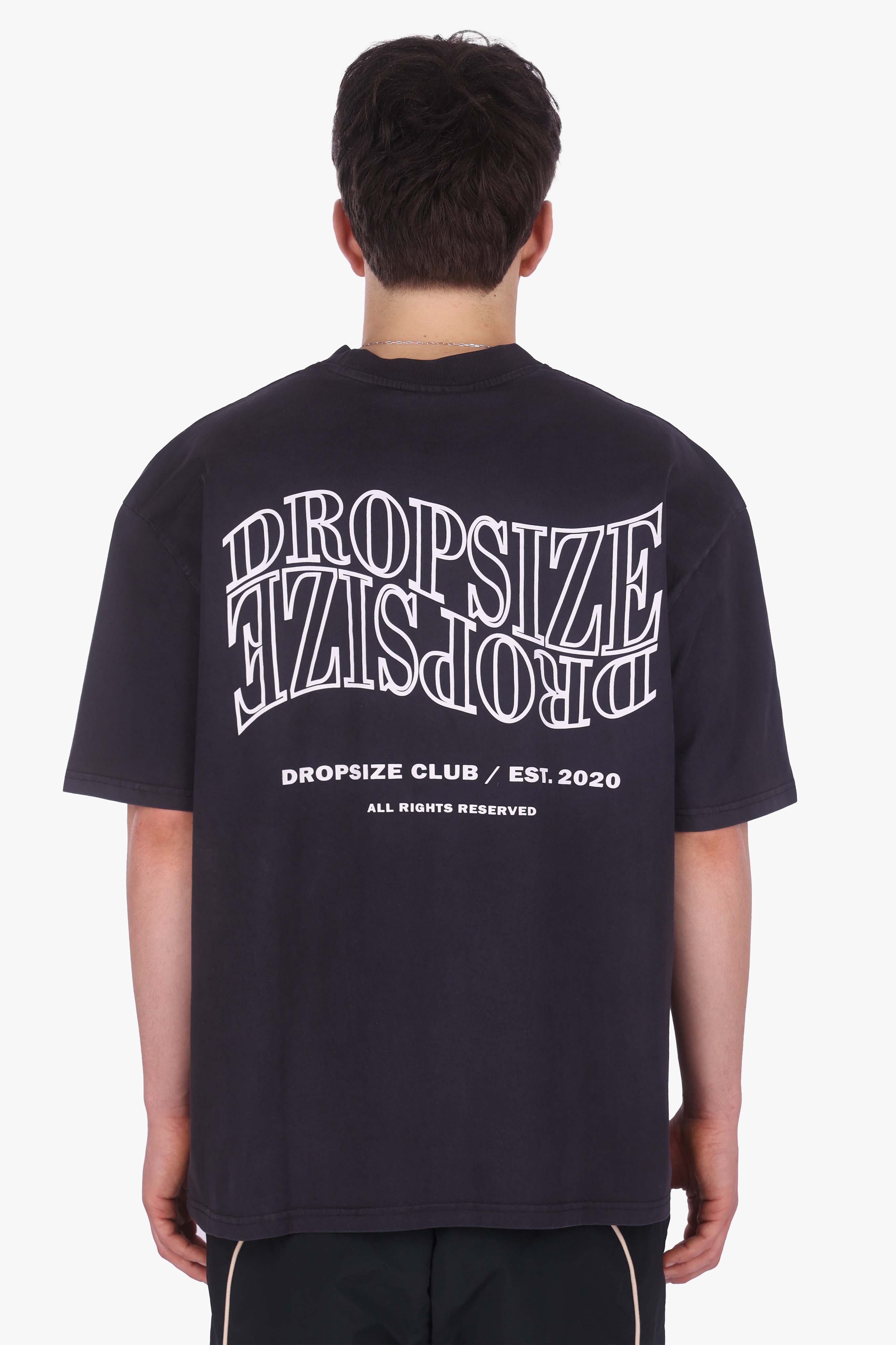 HEAVY OVERSIZE MIRRORED LOGO T-SHIRT ACID WASHED BLACK
