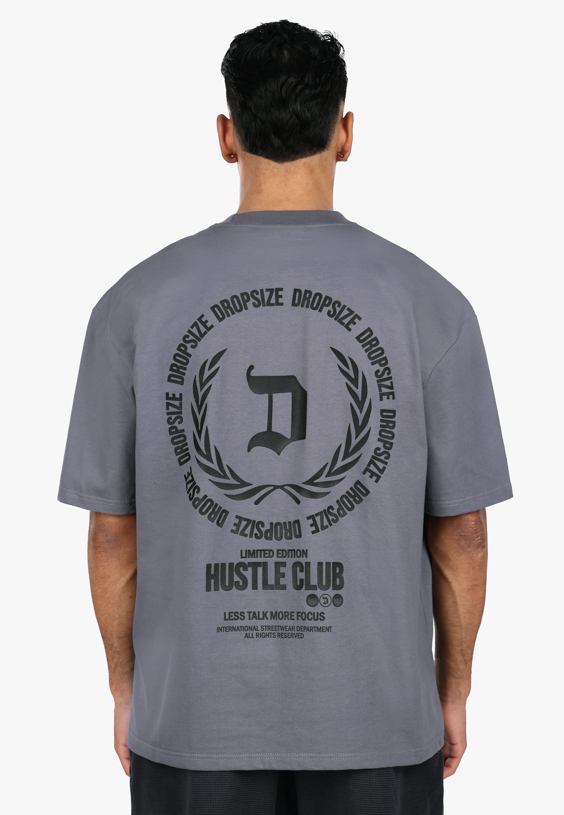 HEAVY OVERSIZE HUSTLE CLUB CIRCLE STEEL GREY