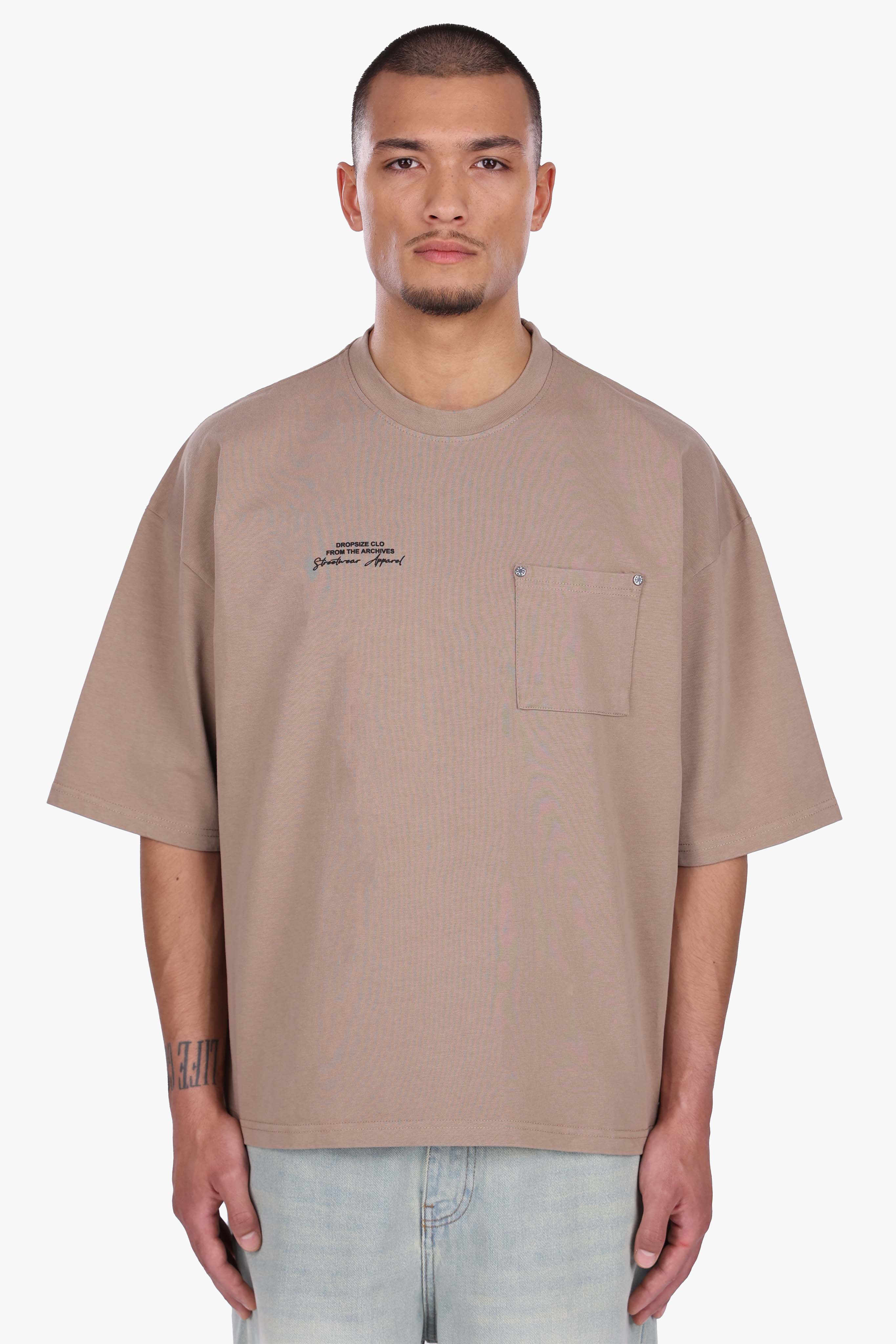 HEAVY OVERSIZE POCKET T-SHIRT BEIGE