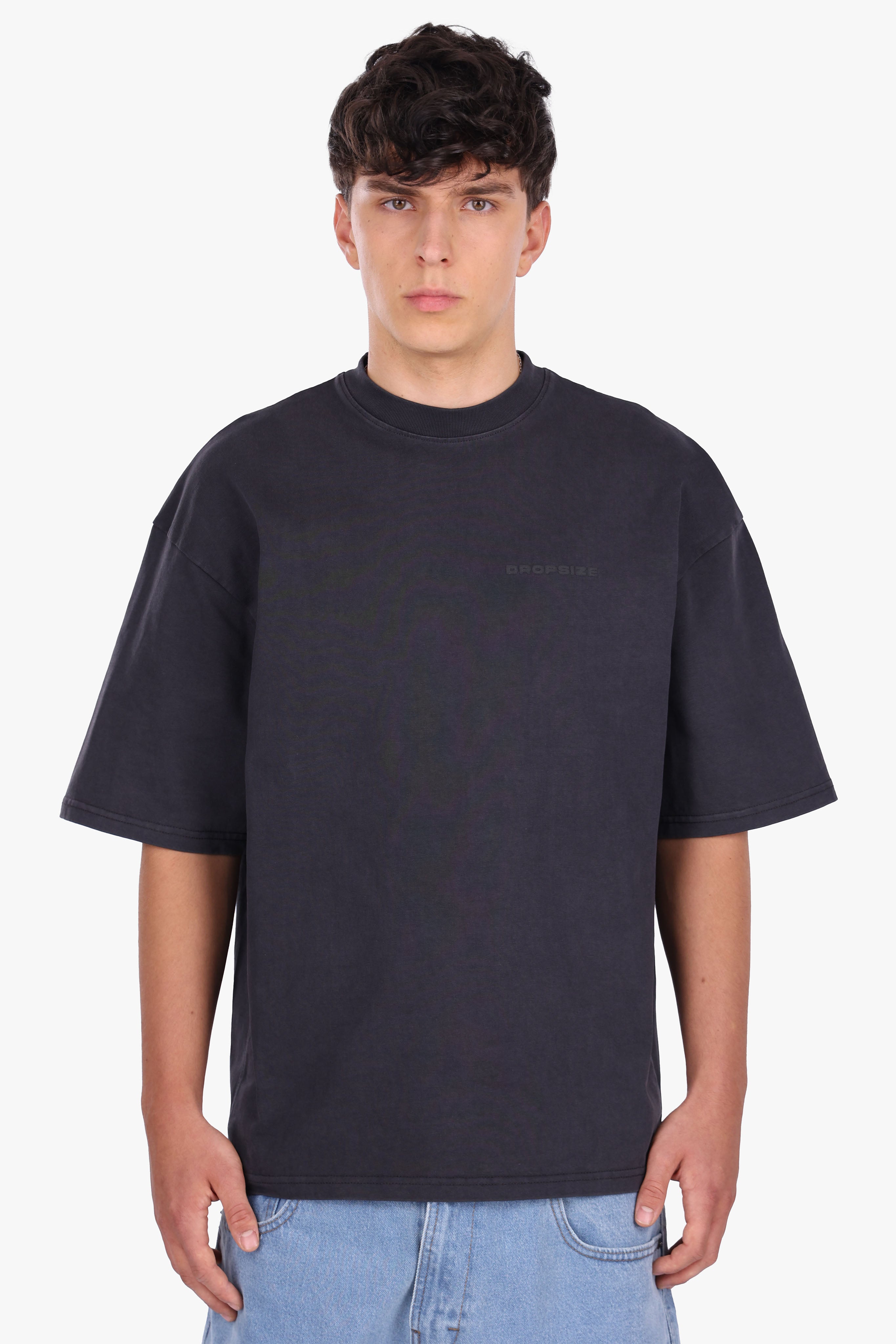 SIDE RIB T-SHIRT ACID WASHED BLACK