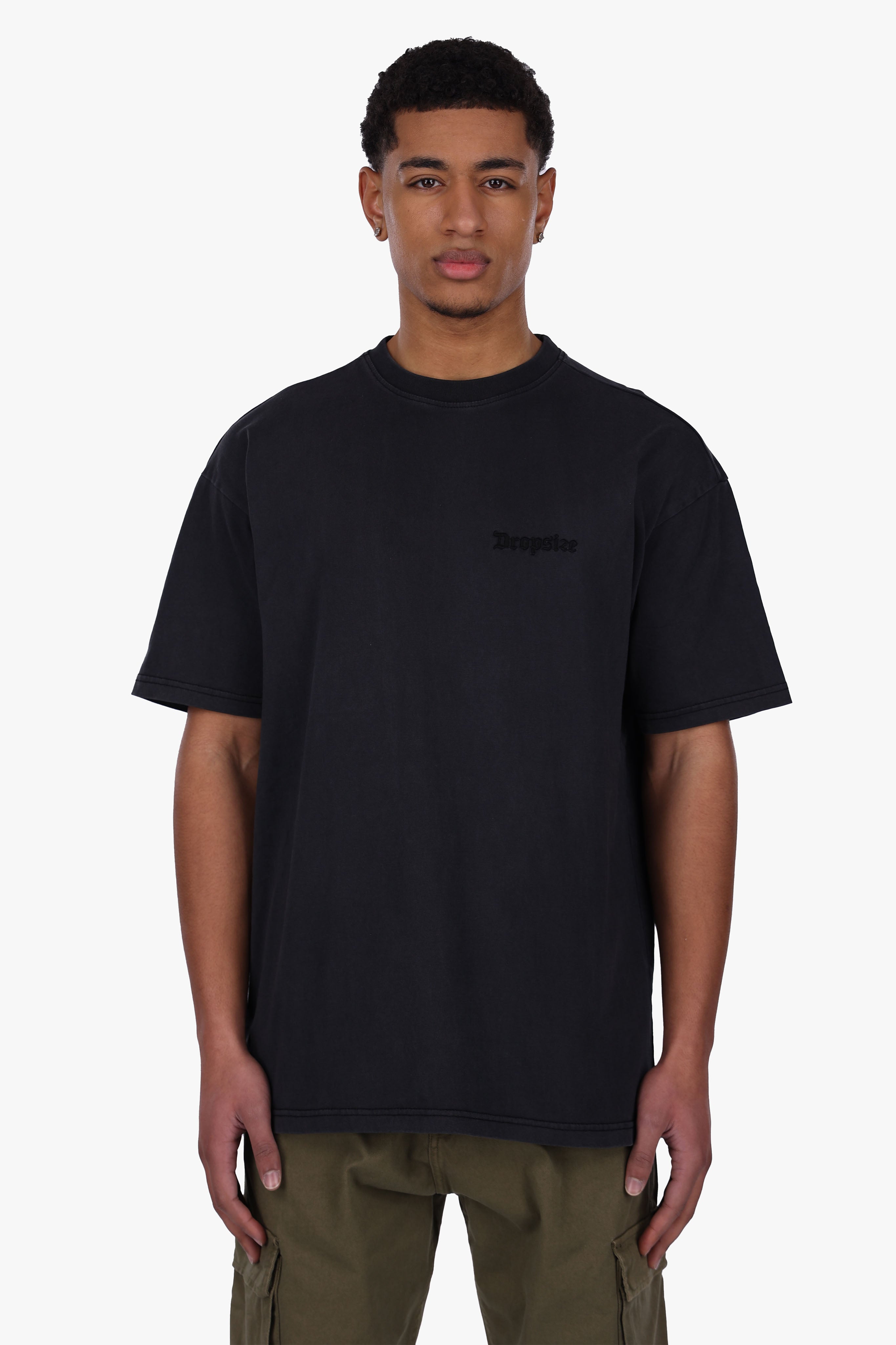 REGULAR FIT T-SHIRT ACID WASHED BLACK