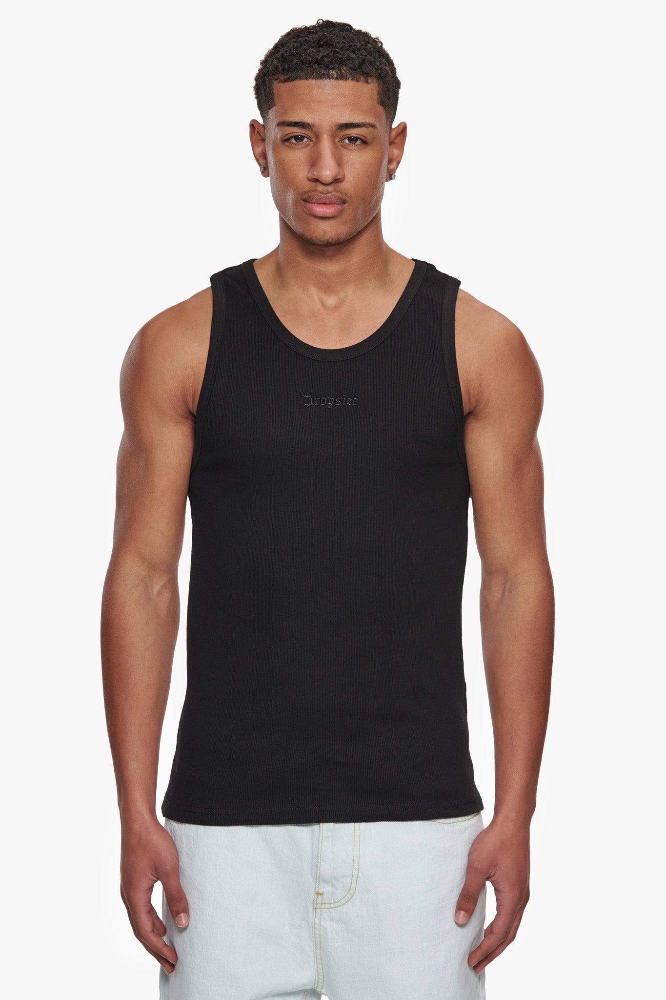 RIB TANK TOP BLACK