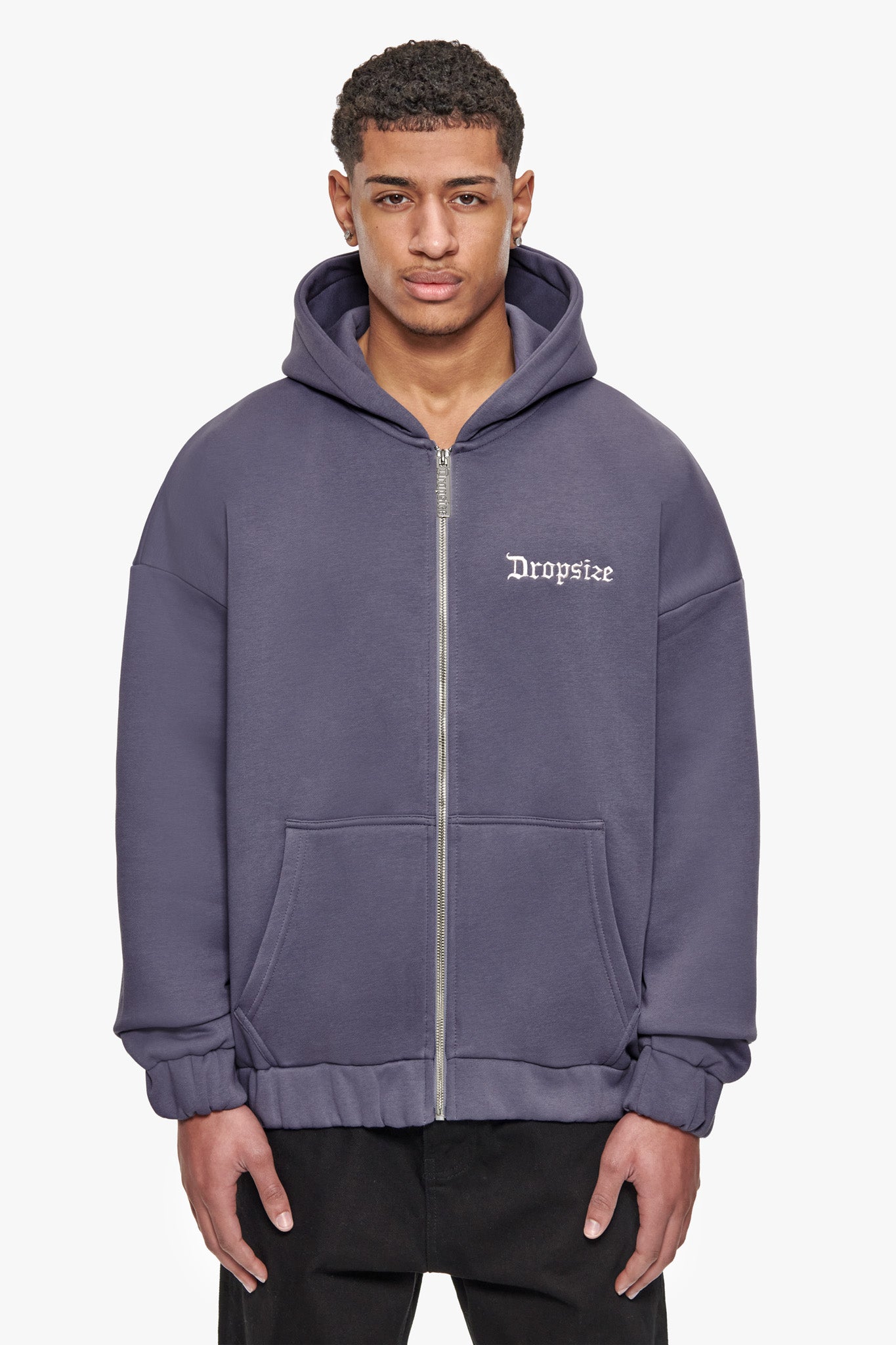 SUPER HEAVY OVERISZE BLANK ZIP HOODIE GRANITE
