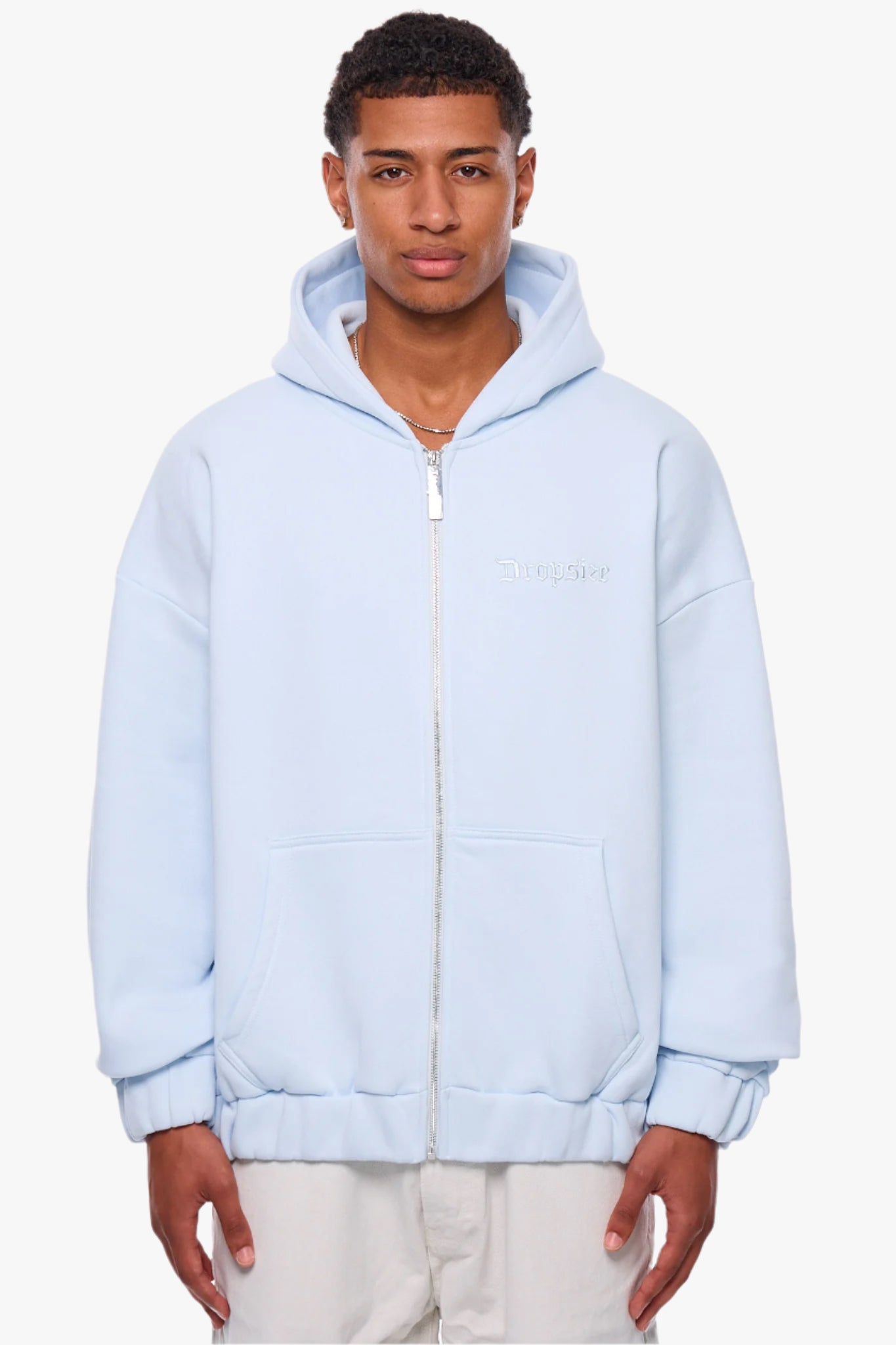 HEAVY OVERSIZE EMBO ZIP HOODIE ICE MELT
