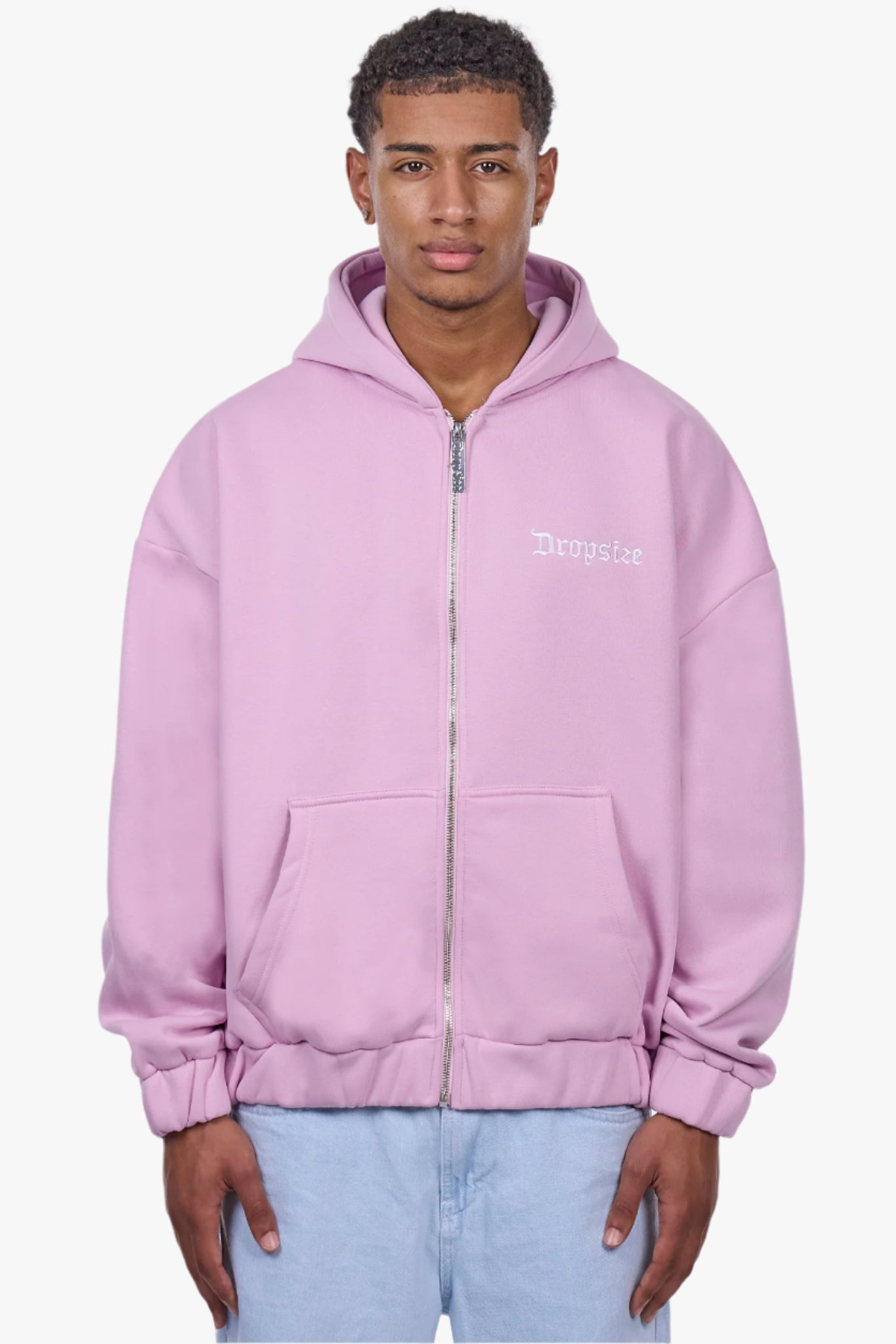 HEAVY OVERSIZE EMBO ZIP HOODIE LILAC